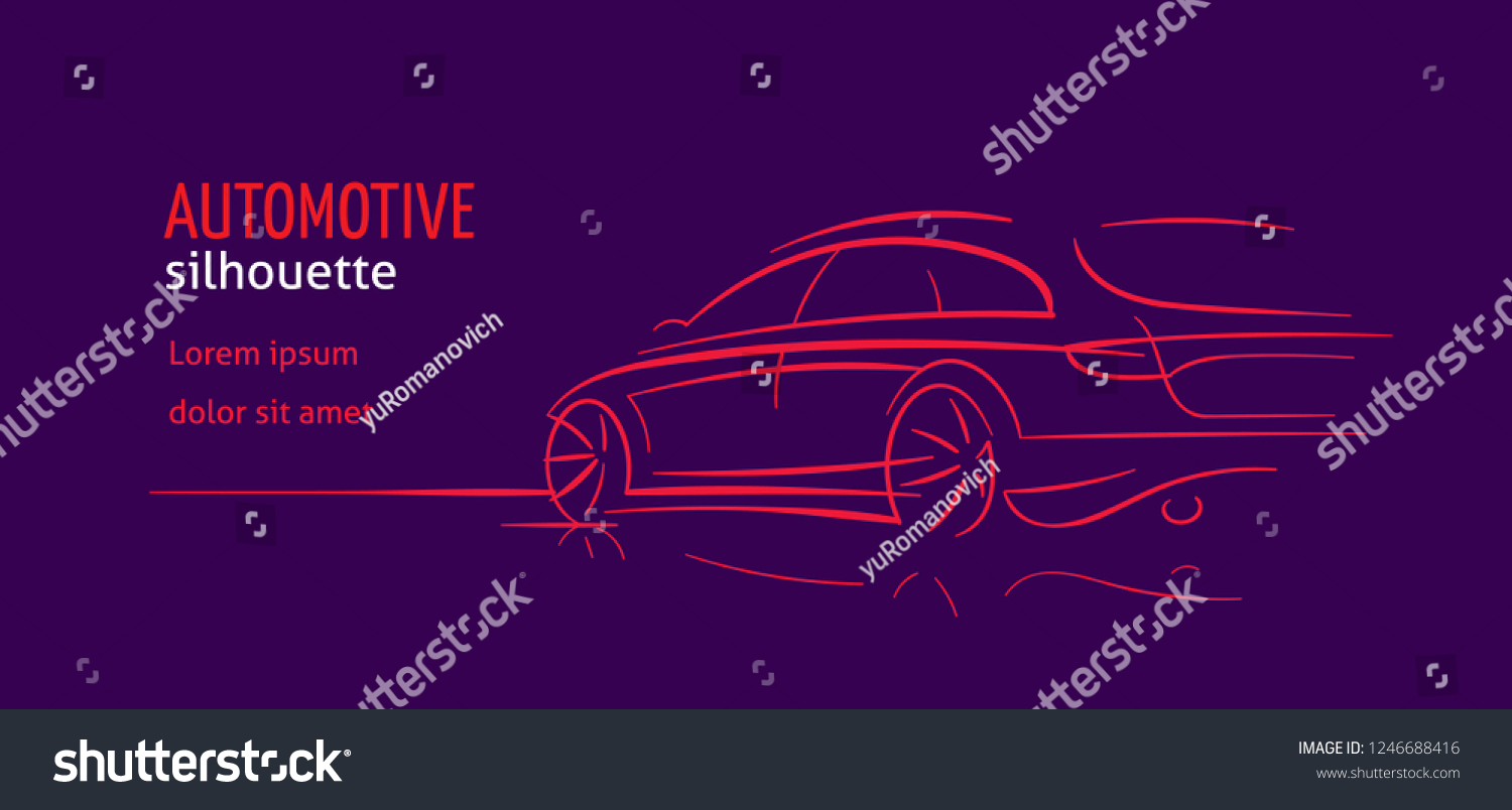 SVG of Modern car abstract line illustration. Auto silhouette outline on dark background. Vector. Text outlined.  svg