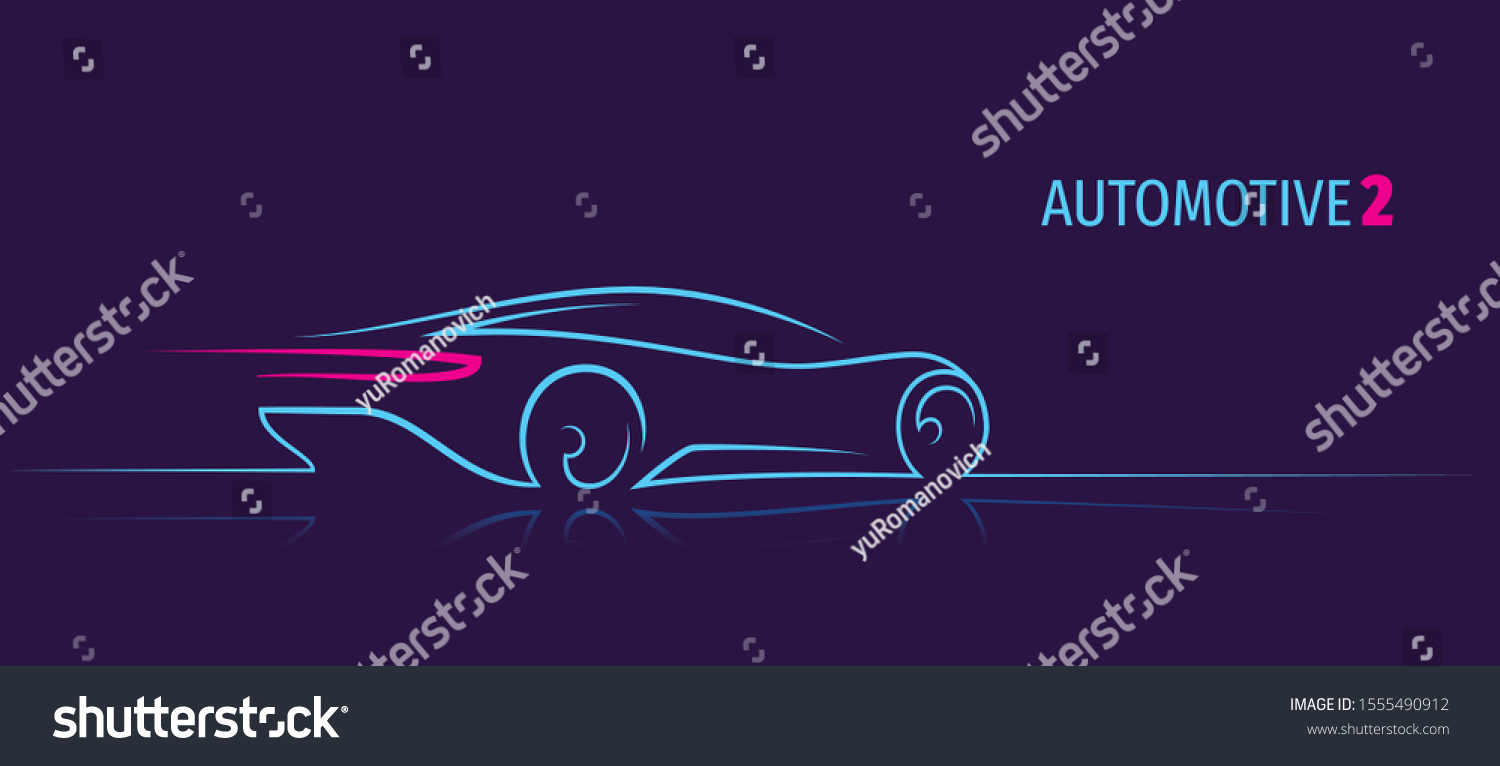 SVG of Modern car minimalistic line illustration. Car outline. Dark background. Text outlined.  svg