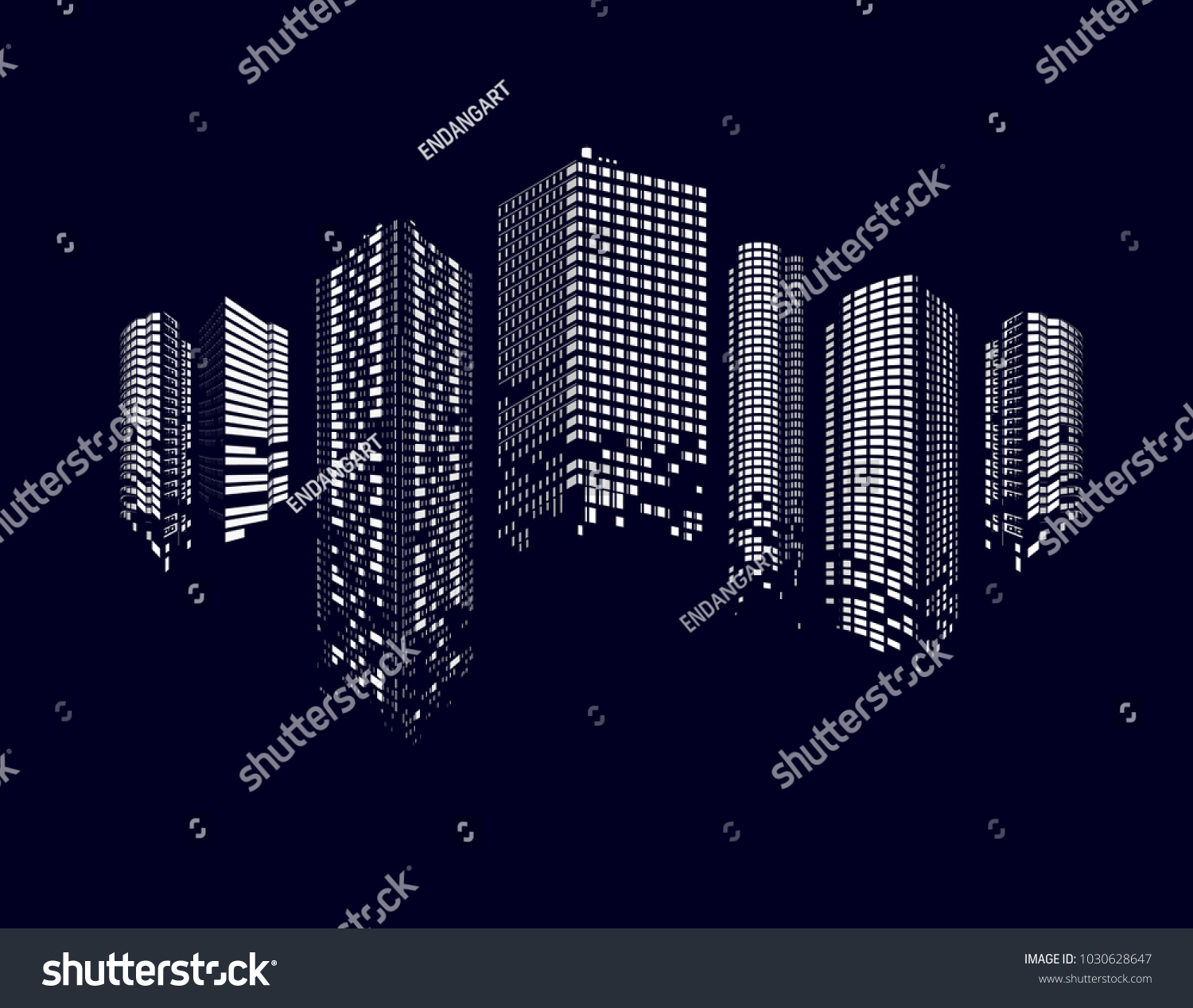 Modern City Skyline City Silhouette Vector   Stock Vector Modern City Skyline City Silhouette Vector Illustration In Flat Design 1030628647 