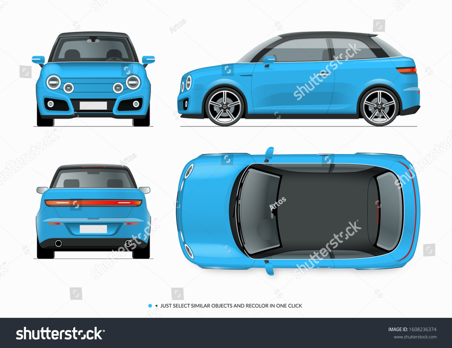 Download Modern Compact City Car Mockup Side Stock Vector Royalty Free 1608236374 PSD Mockup Templates