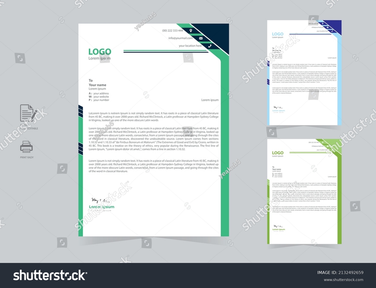 Modern Company Letterhead Free Vector File Stock Vector (Royalty Free ...