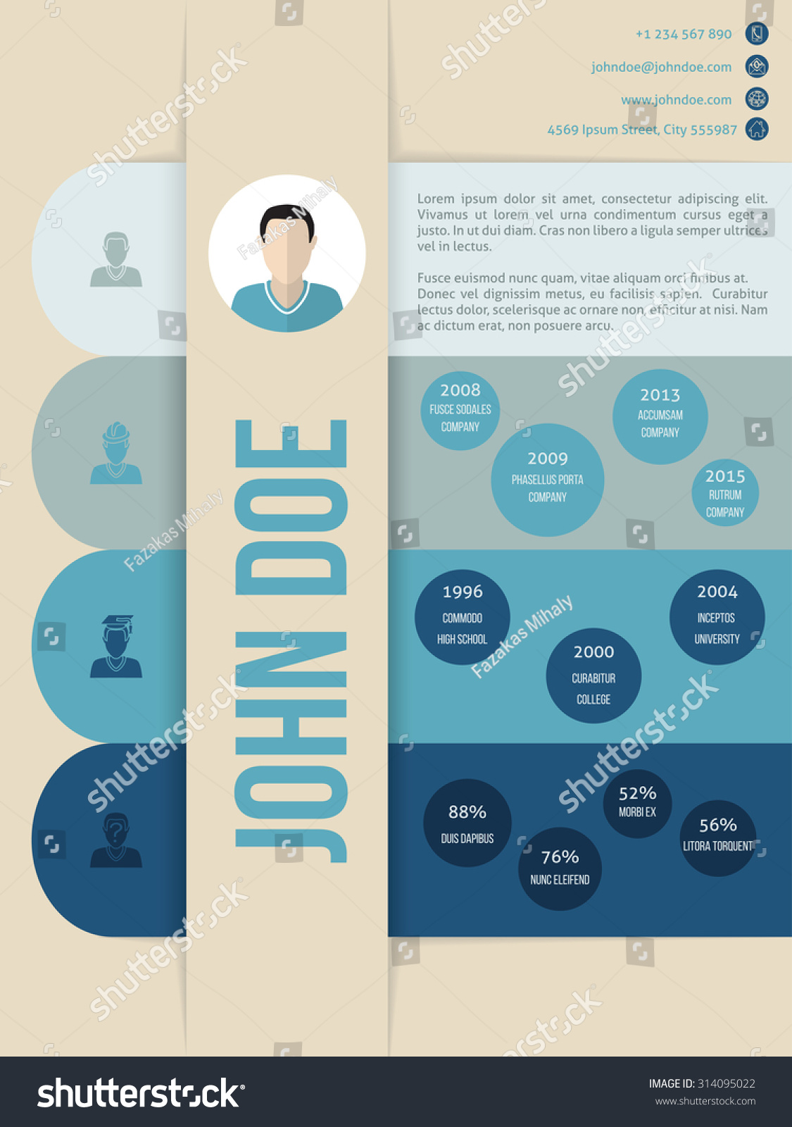 modern cv curriculum vitae resume template stock vector royalty blue modern resume template
