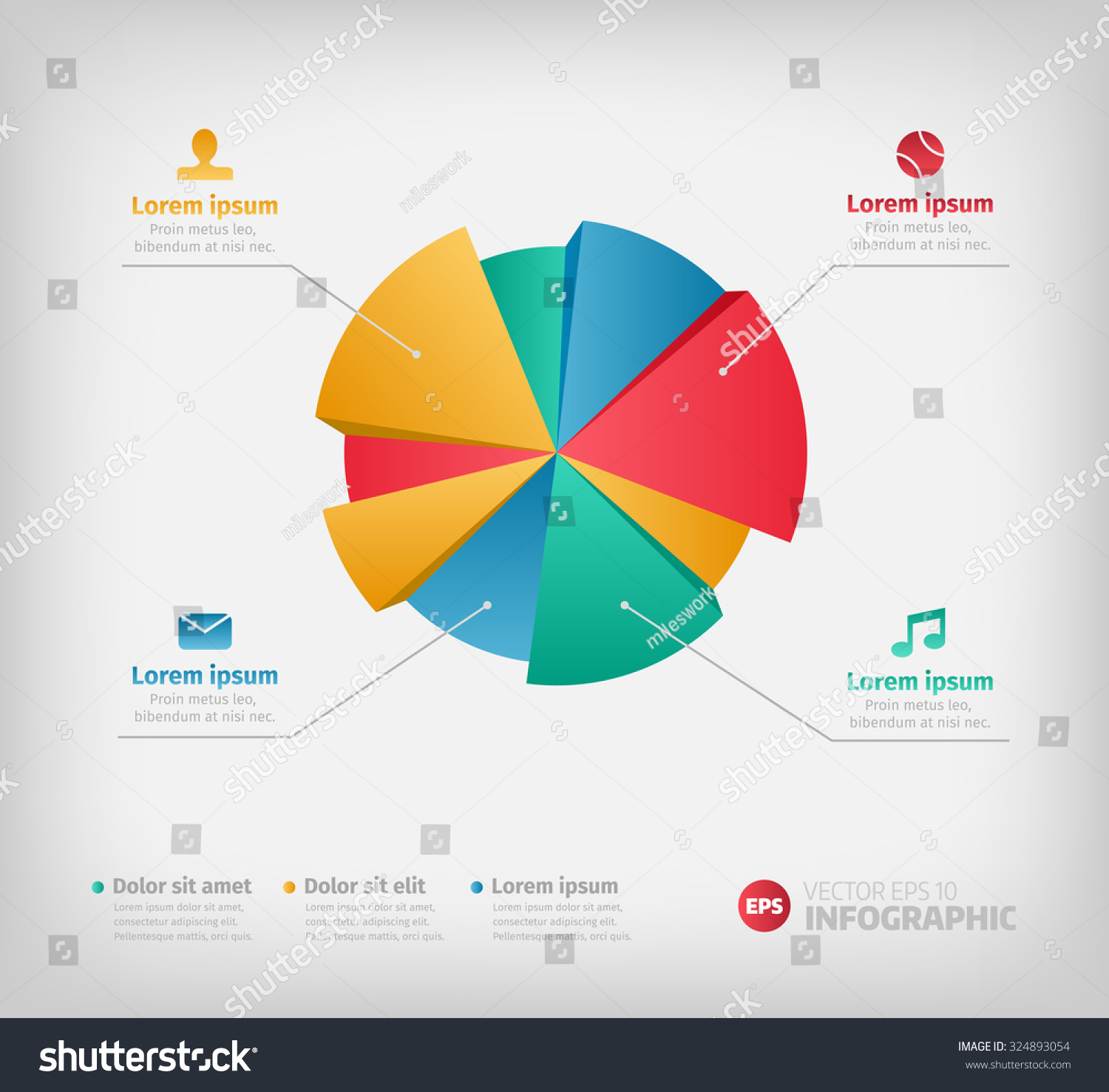 Modern 3d Infographics Pie Chart Web Stock Vector (Royalty Free ...