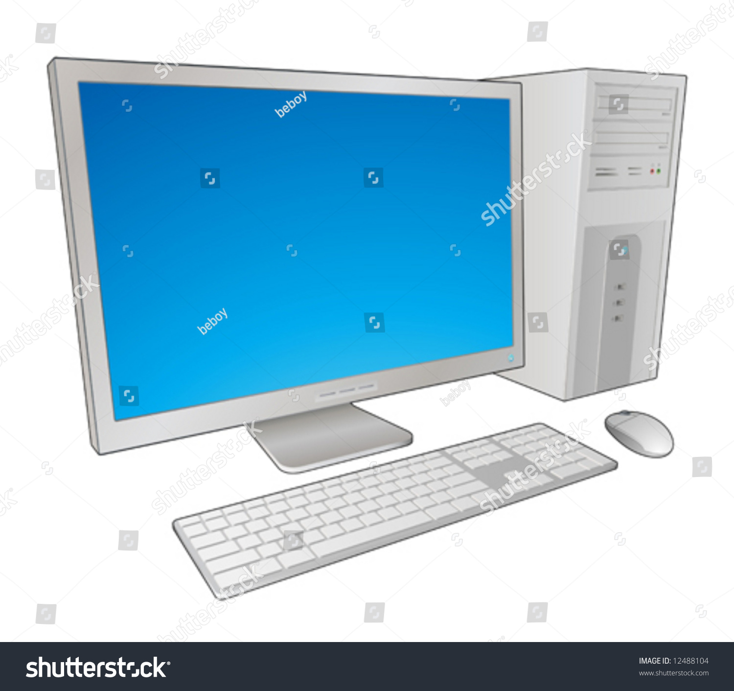 Modern Desktop Computer Stock Vector Illustration 12488104 : Shutterstock