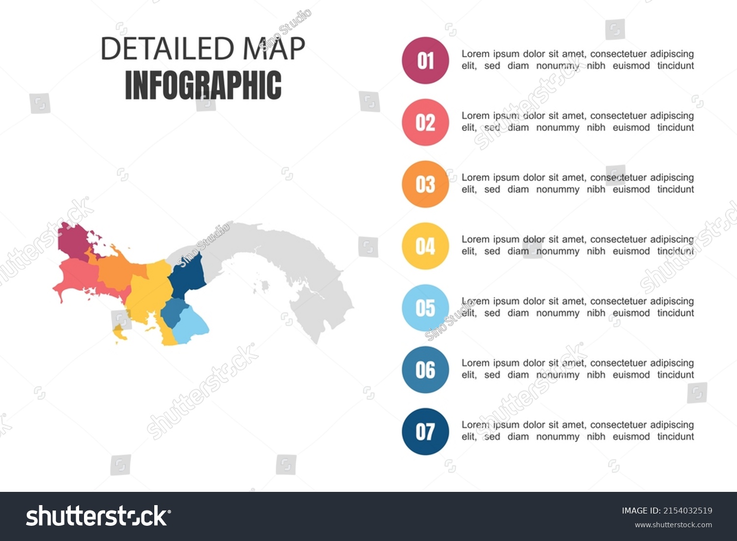 Modern Detailed Map Infographic Panama Stock Vector Royalty Free   Stock Vector Modern Detailed Map Infographic Of Panama 2154032519 