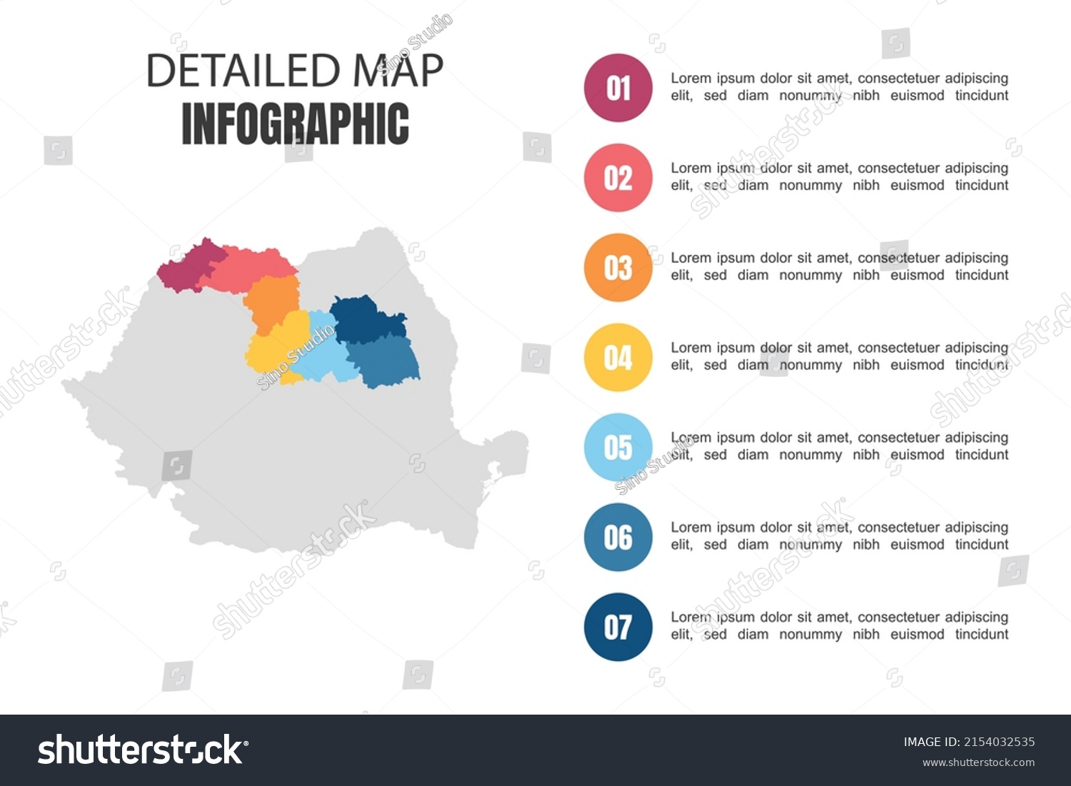 Modern Detailed Map Infographic Romania Stock Vector Royalty Free   Stock Vector Modern Detailed Map Infographic Of Romania 2154032535 