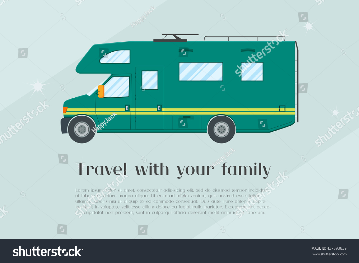 Modern Flat Camper Van Car Family Stock Vector 437393839 focus for Modern Van Car