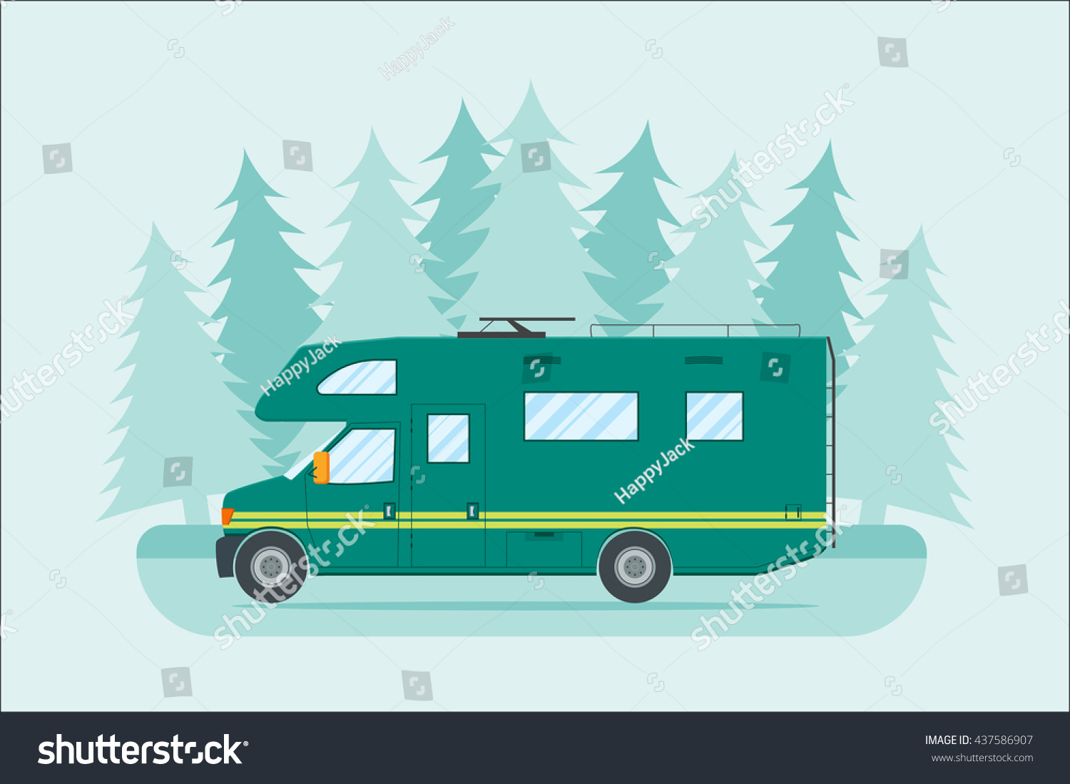 Modern Flat Camper Van Car Family Stock Vector 437586907 and Modern Van Car