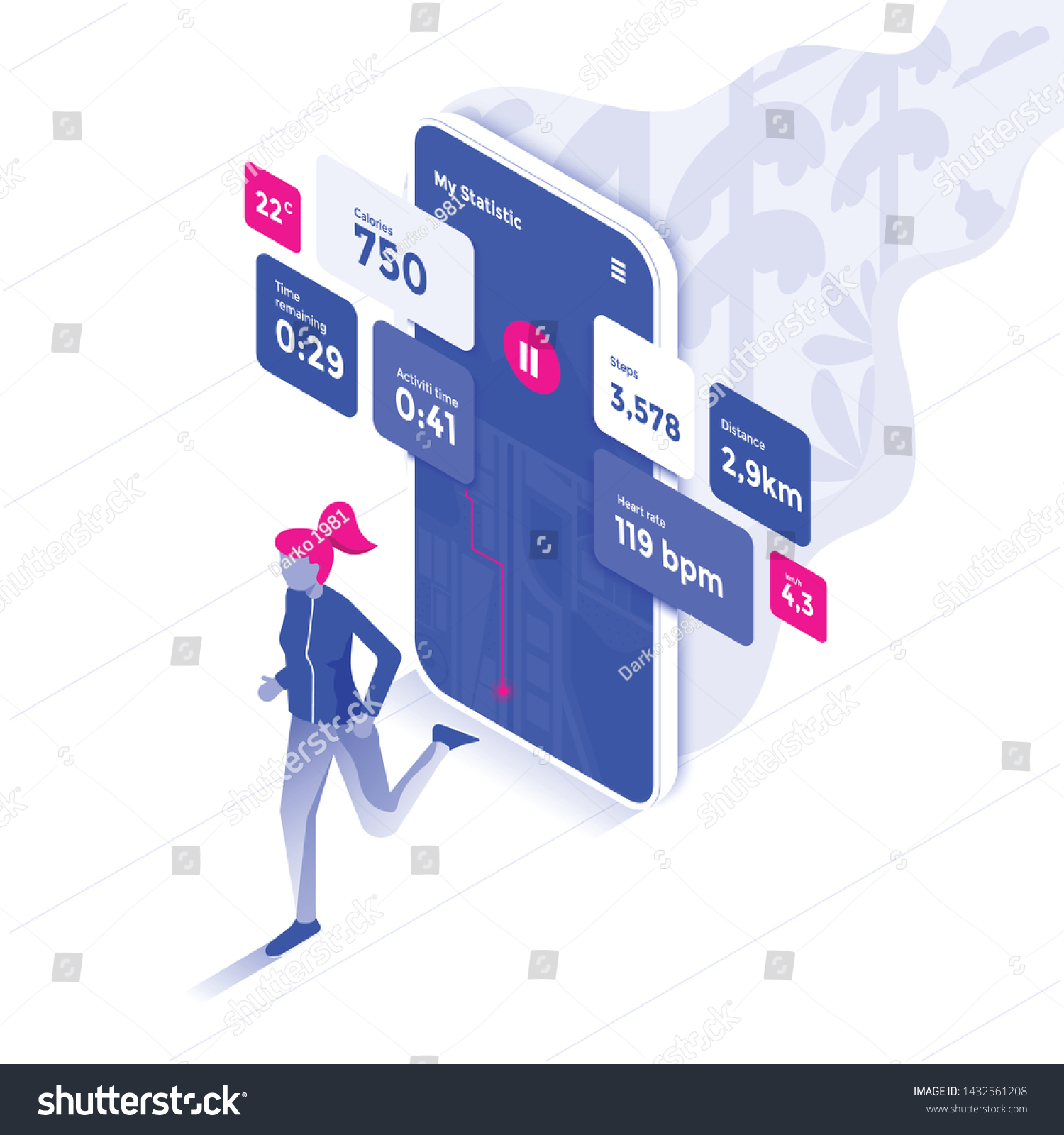 SVG of Modern flat design isometric illustration of Fitness app. Advanced training concept. Can be used for website and mobile website or Landing page. Easy to edit and customize. Vector illustration svg