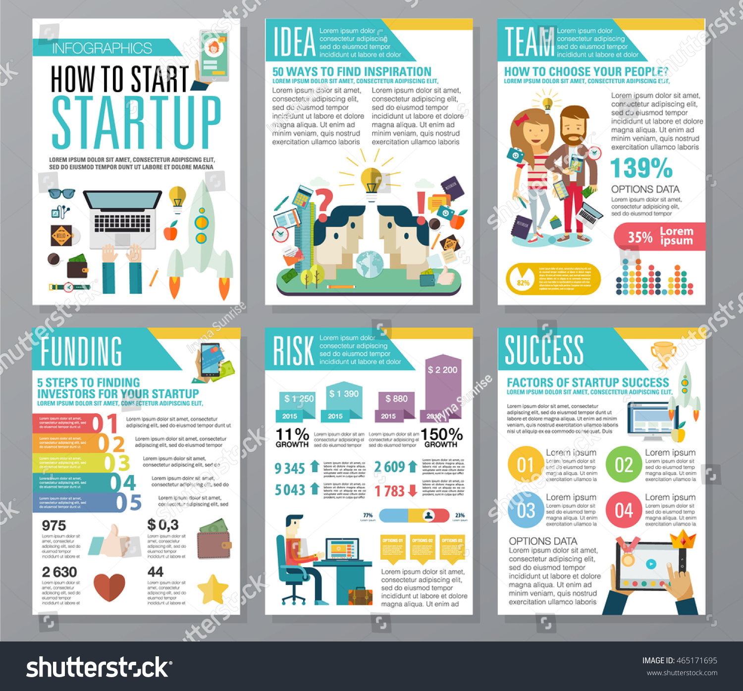 Modern Flat Infographics Startup Business Launch Stock 