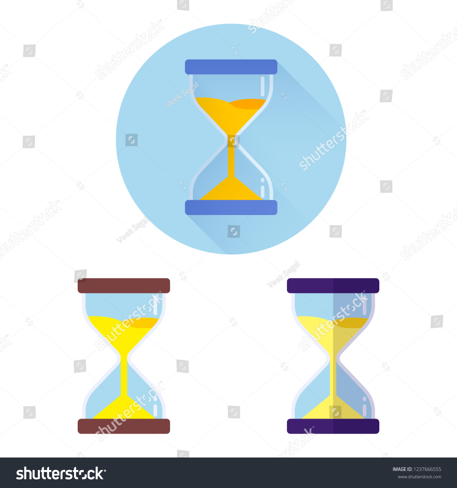 Modern Flat Vector Three Icons Hourglasses Stock Vector (Royalty Free ...