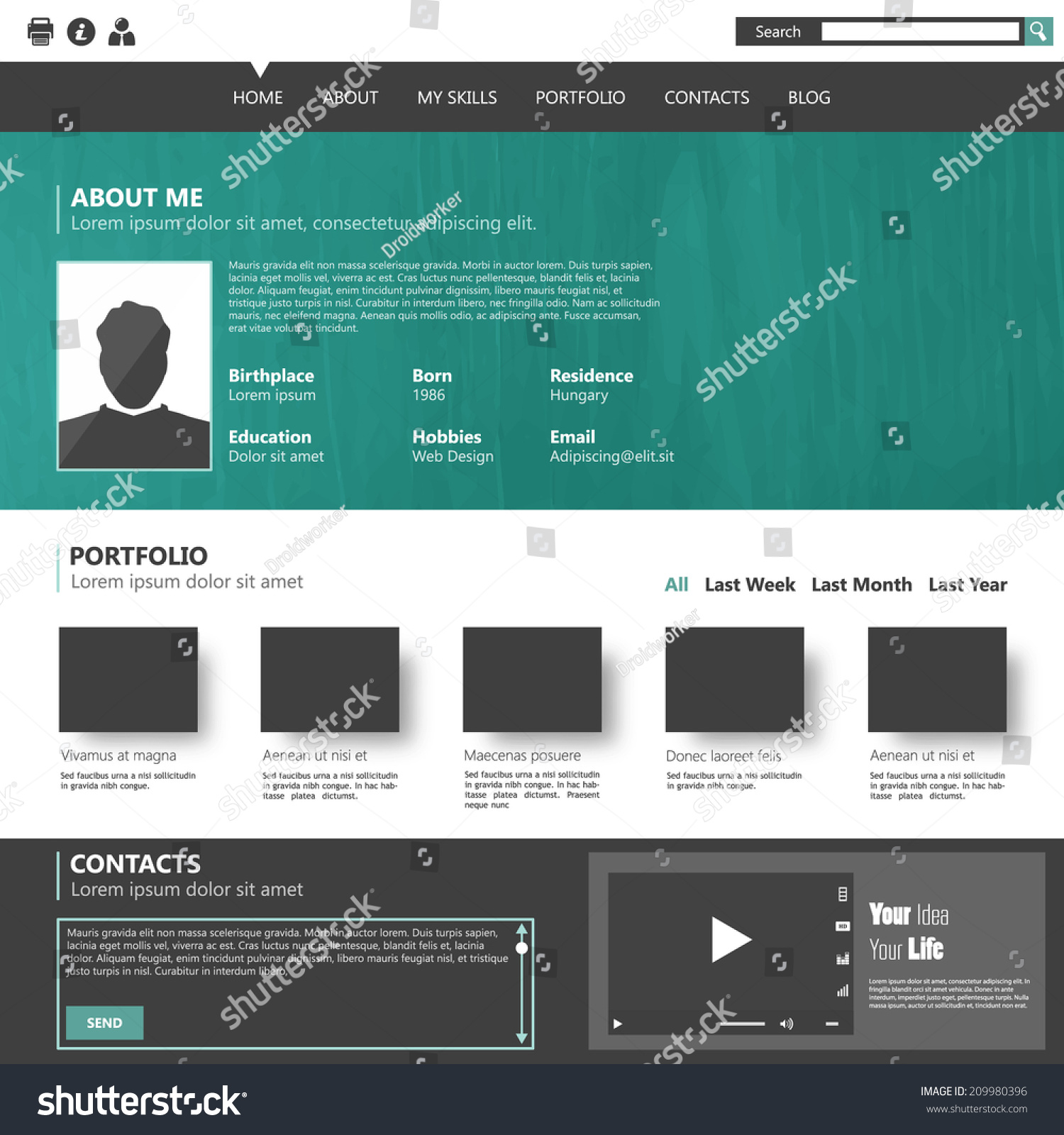 personal portfolio template modern flat website template personal portfolio stock vector personal portfolio template modern flat website template personal portfolio stock vector