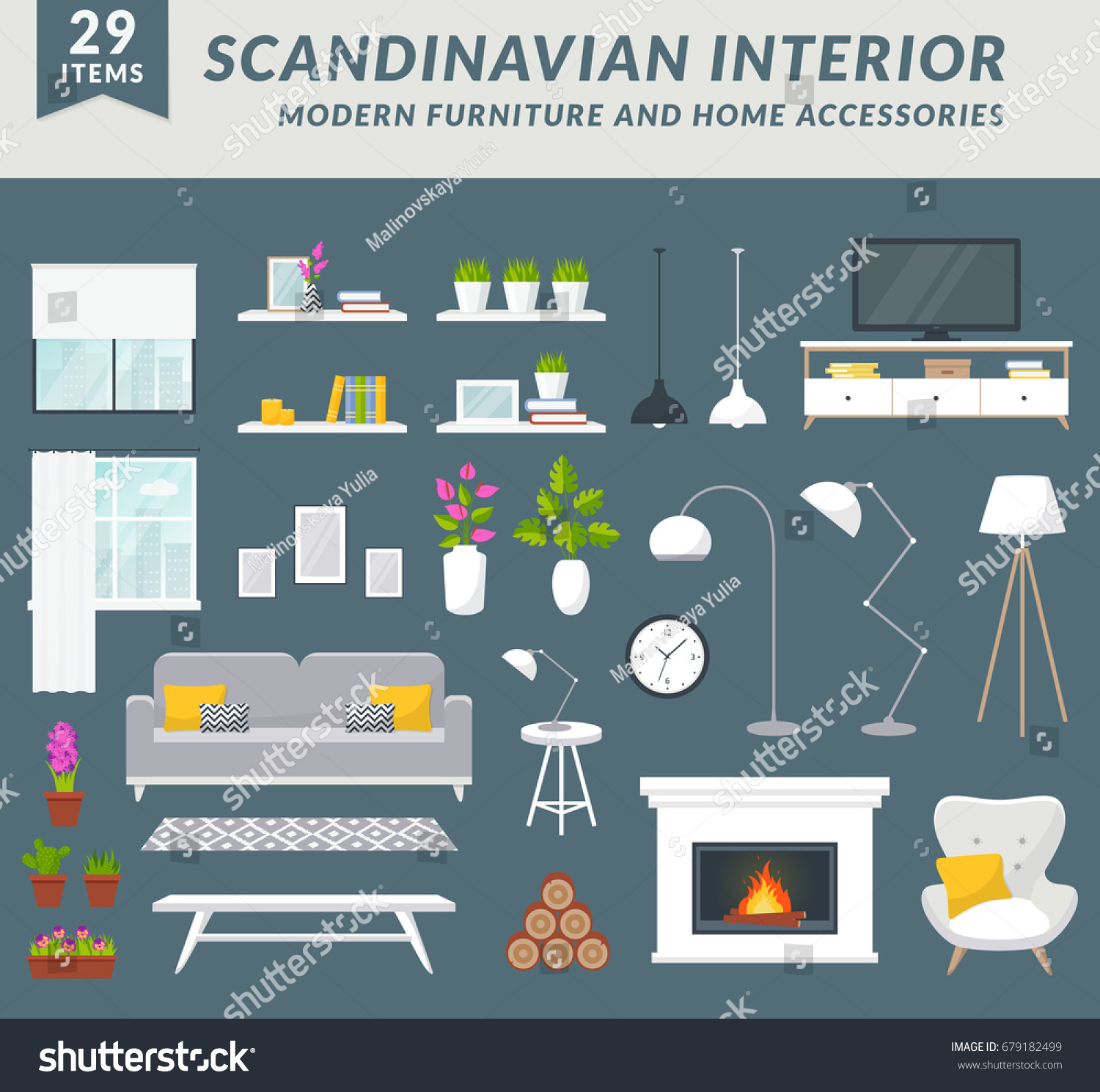Modern Furniture Items Home Accessories Living Stock Vector (Royalty ... Modern Furniture Items Home Accessories Living Stock Vector (Royalty ...