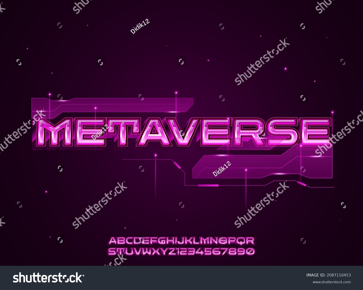 1 781 Vr Font Images Stock Photos Vectors Shutterstock   Stock Vector Modern Futuristic Violet Metaverse Text Effect With Hologram Panel 2087110453 