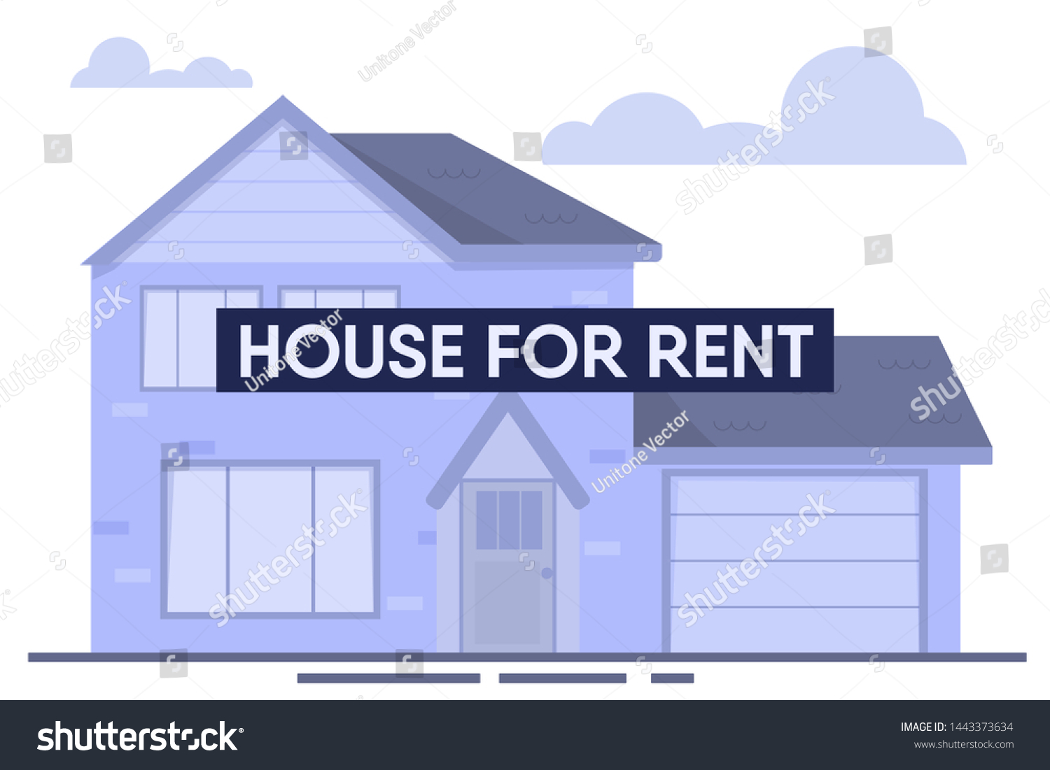 Modern House Rent Flat Cartoon Advertisement Stock Vektorgrafik Lizenzfrei