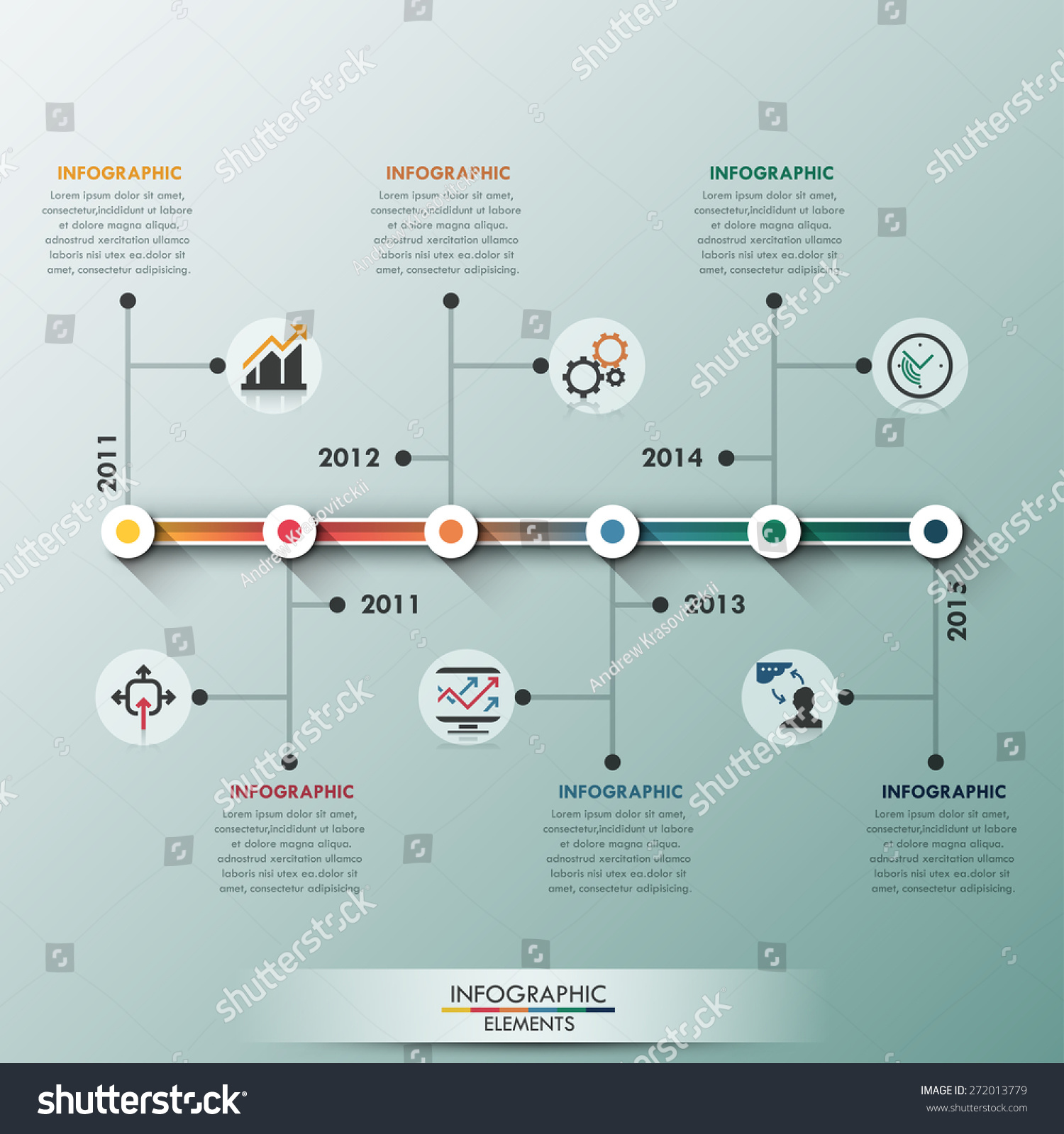 Modern Infographic Timeline With White Circles And Lines For 6 Steps ...