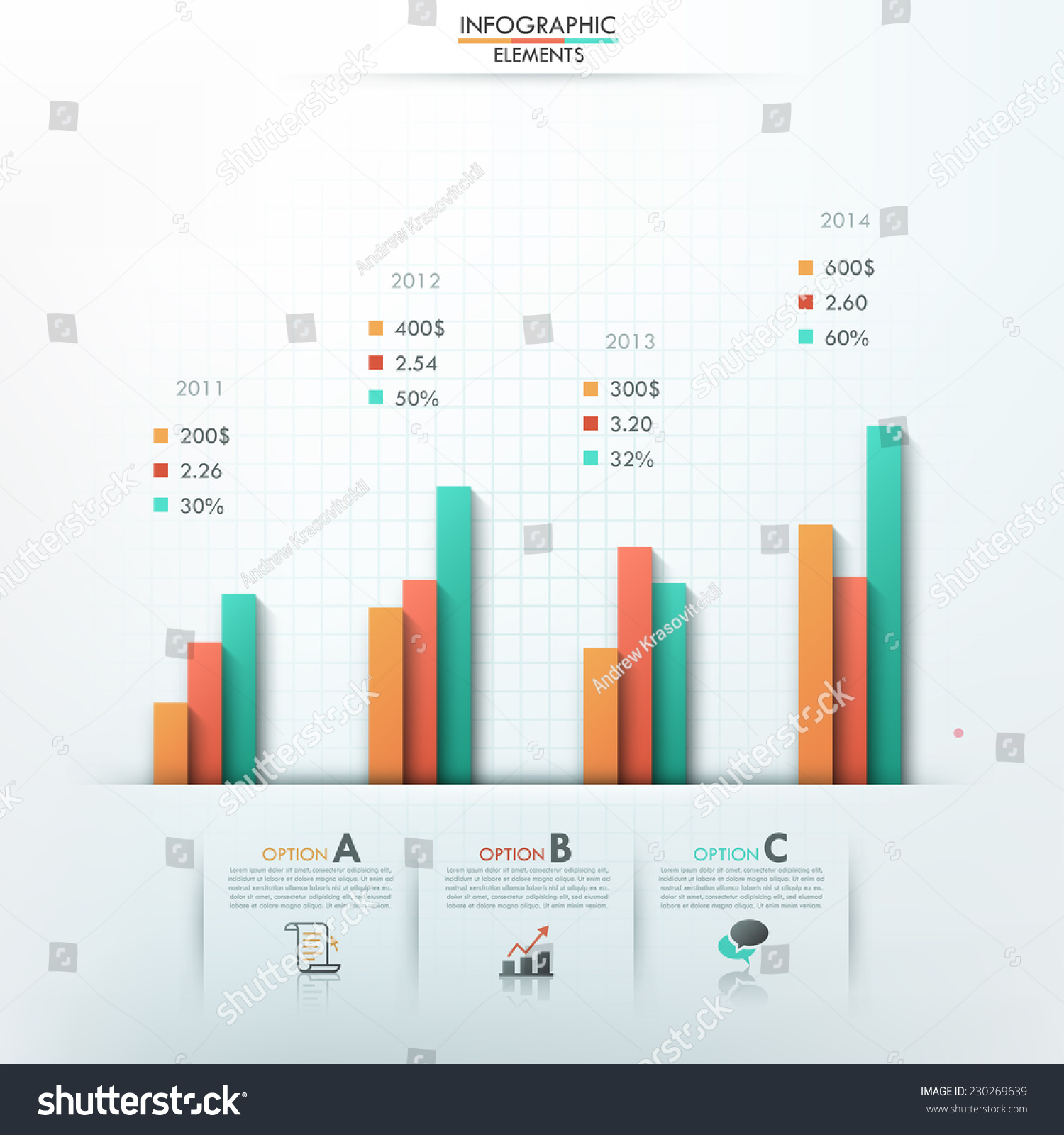 Modern Infographics Options Template Column Charts Stock Vector ...