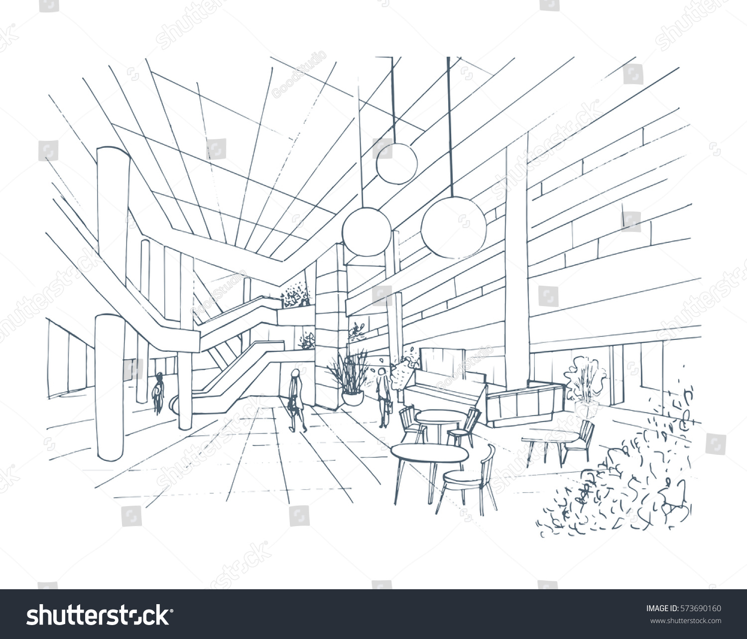 Modern Interior Shopping Center Mall Contour Stock Vector (2018 ... Modern Interior Shopping Center Mall Contour Stock Vector (2018 ...