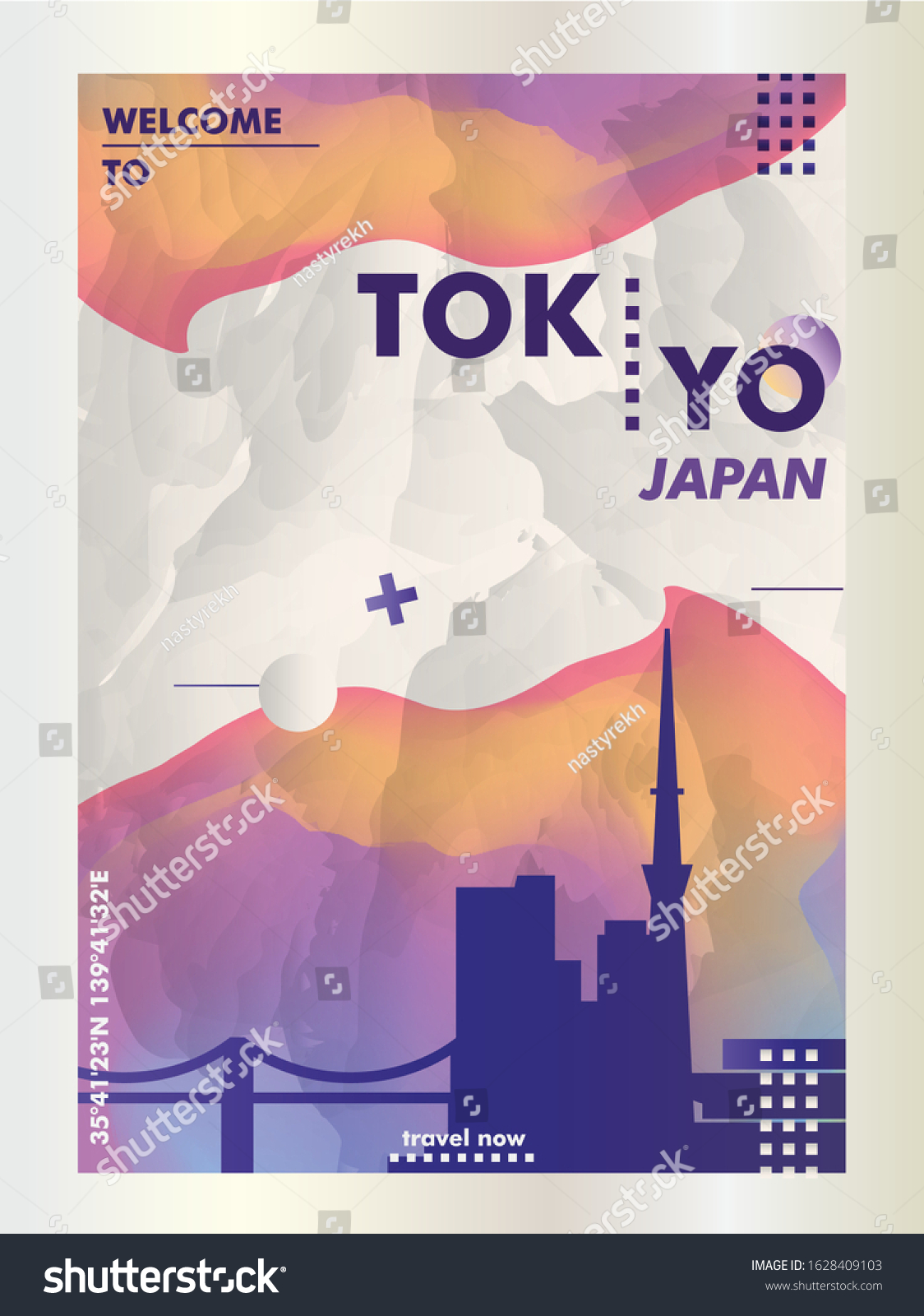 Modern Japan Tokyo Skyline Abstract Gradient Stock Vector Royalty Free