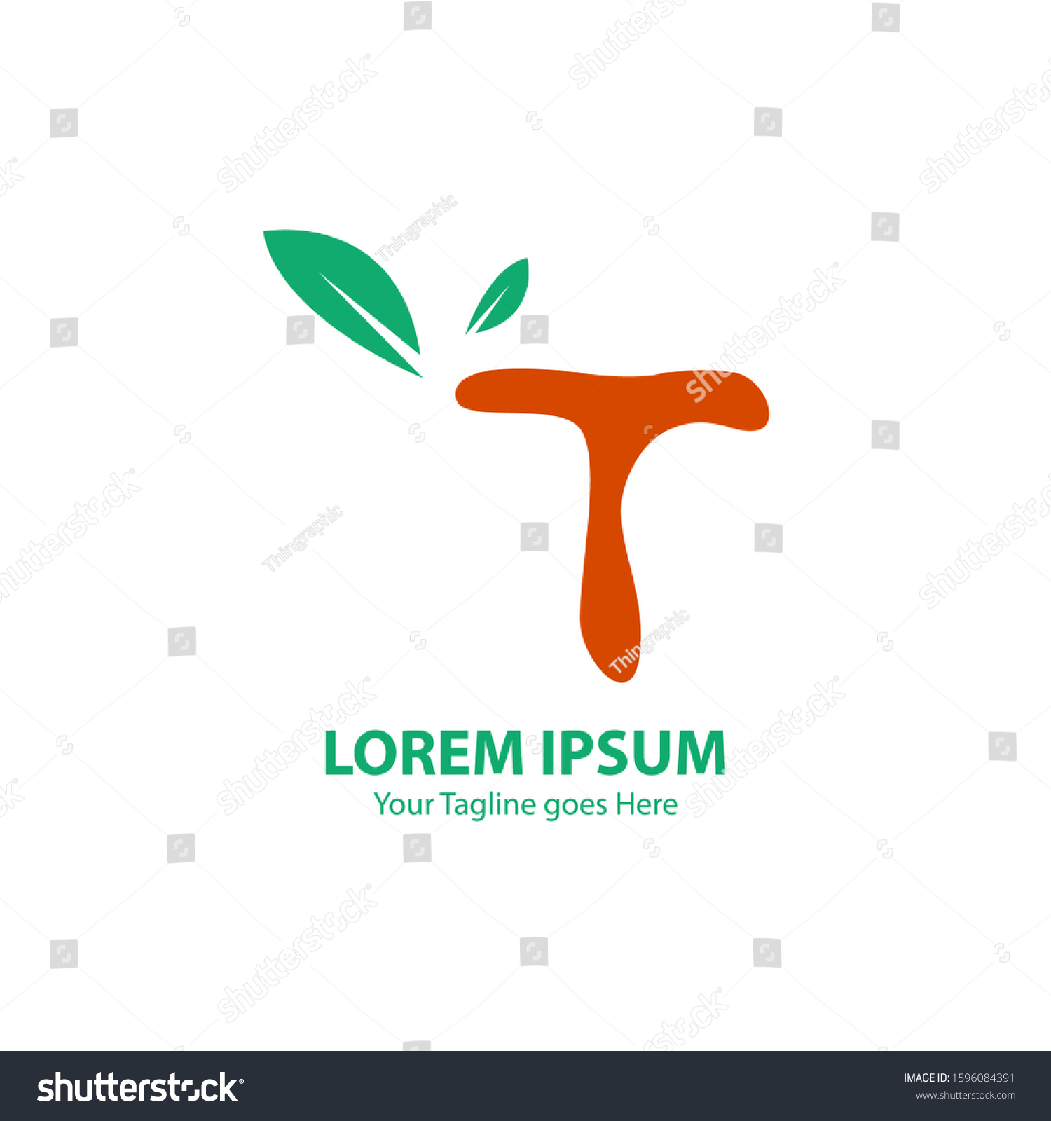 Modern Leaf Logo Letter T Orange Stock Vector (Royalty Free) 1596084391 ...