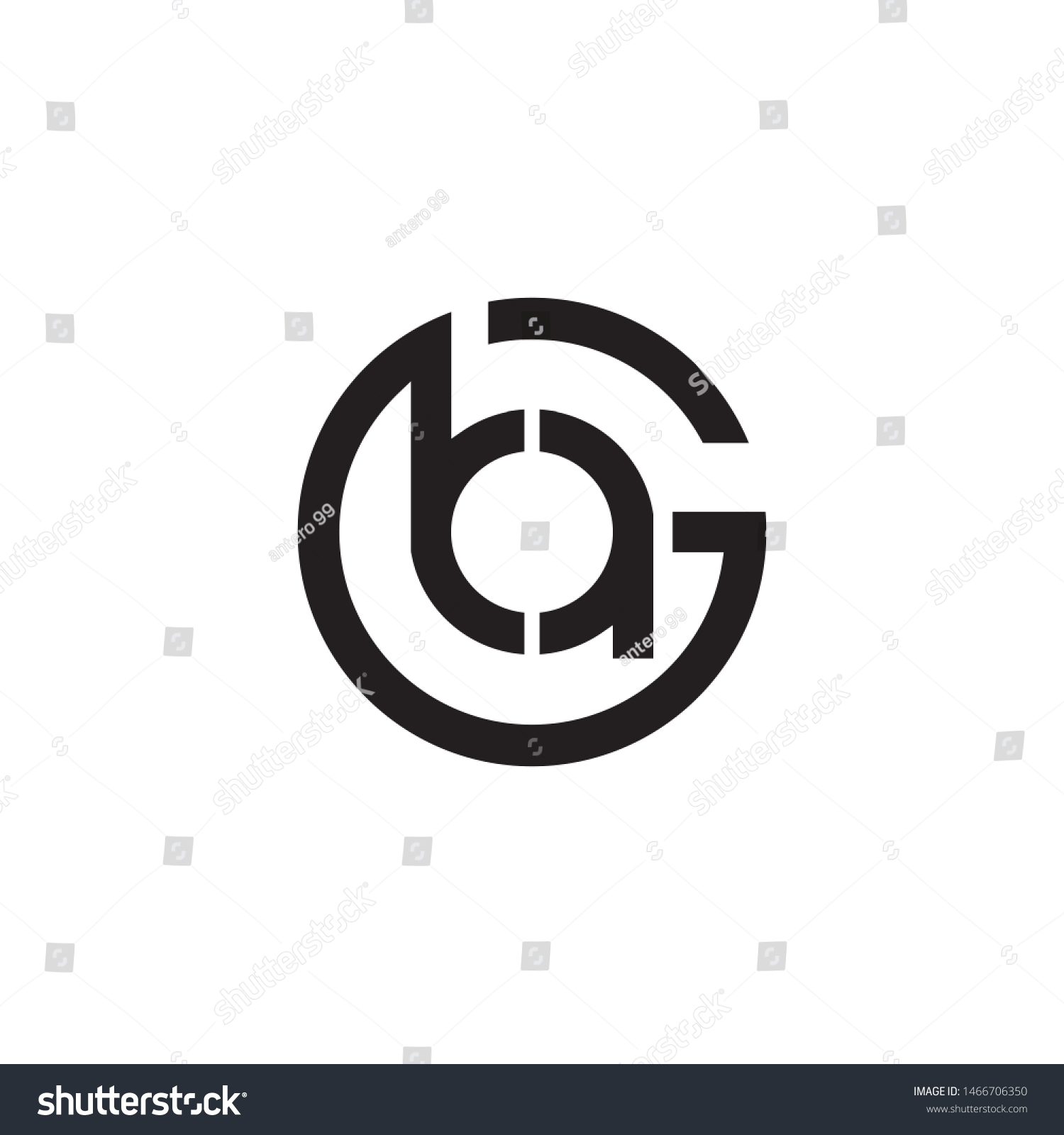 SVG of modern line initial GBA letter with circle concept logo design svg