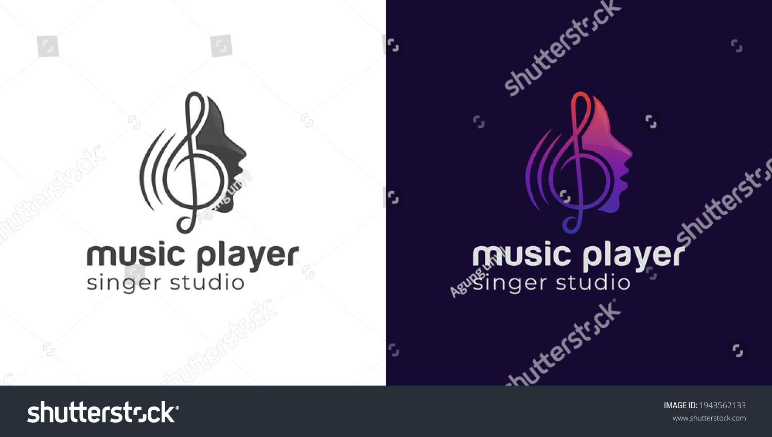 Modern Logos Singer Choir Music Studio Stock Vector (Royalty Free ...