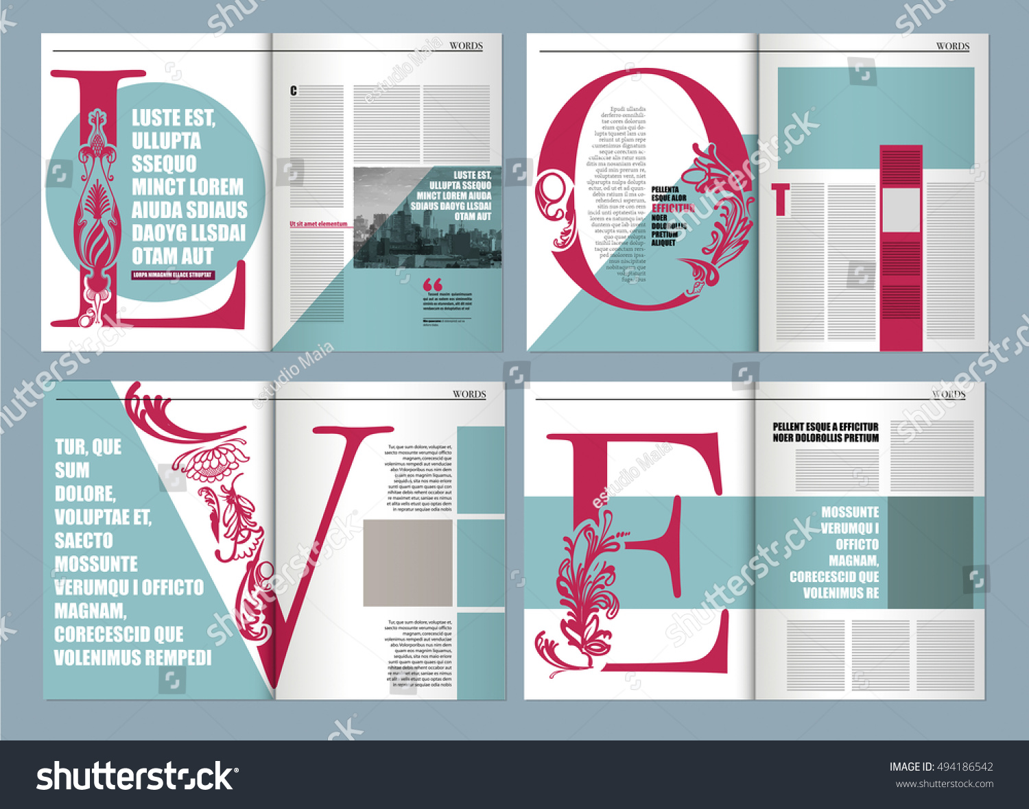 Magazine Layout Template For Word from image.shutterstock.com