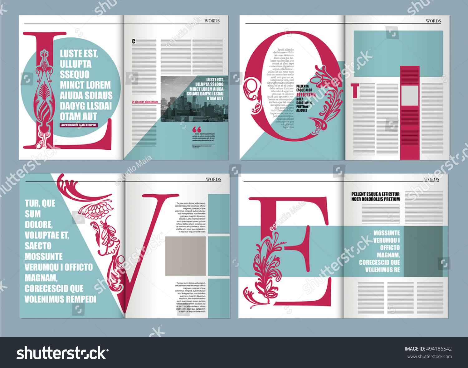 Modern Magazine Layout Template De Word Stock Vektorgrafik Lizenzfrei