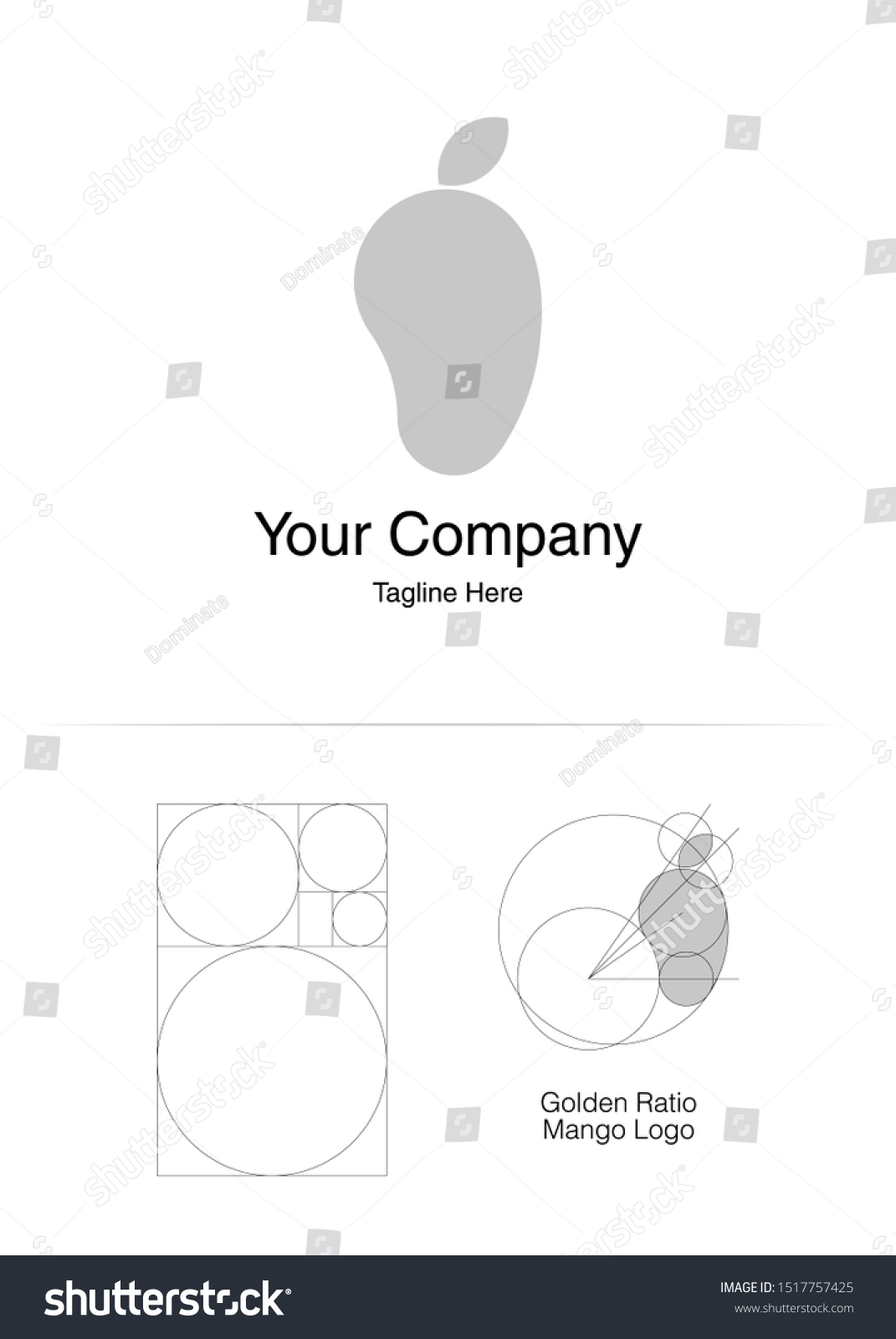 Modern Mango Logo Design Golden Ratio Stock Vector Royalty Free