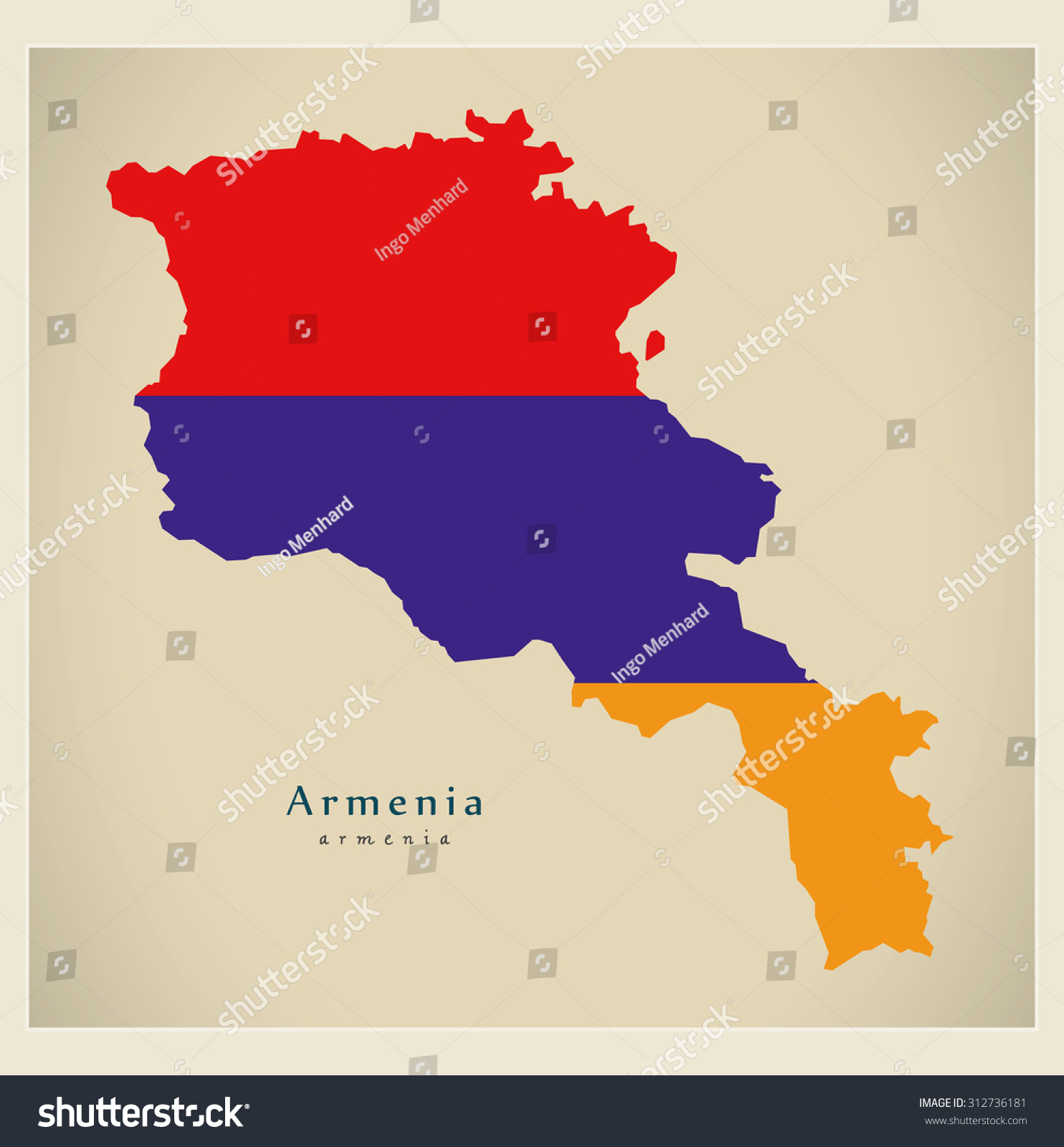 Modern Map - Armenia Flag Colored Am Stock Vector Illustration ...