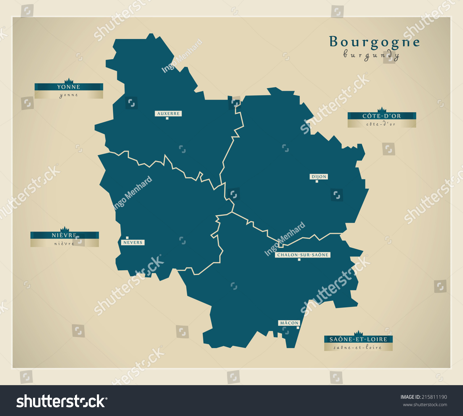 Modern Map - Burgundy Fr Stock Vector Illustration 215811190 : Shutterstock