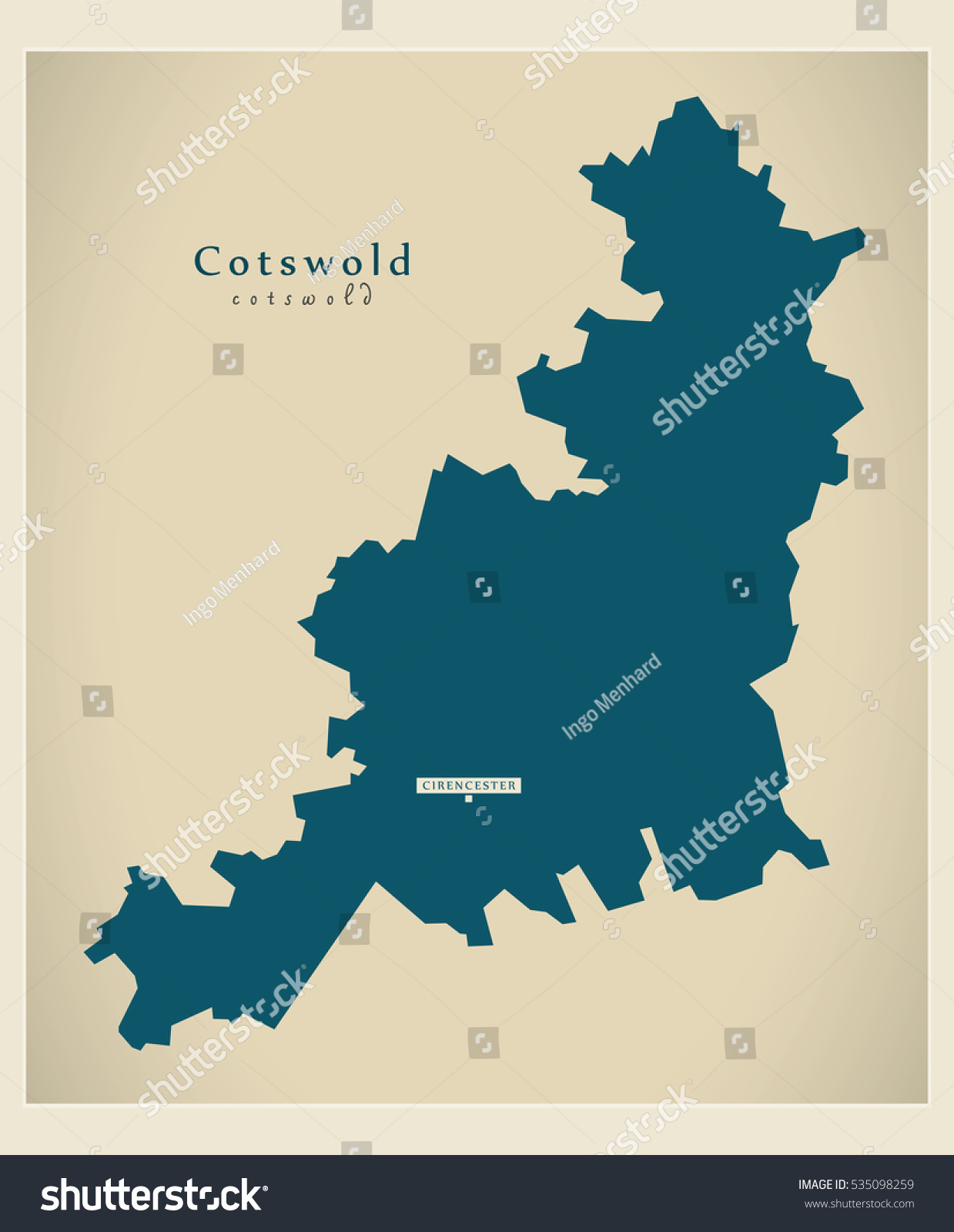 Modern Map Cotswold District Uk Stock Vector (Royalty Free) 535098259 ...