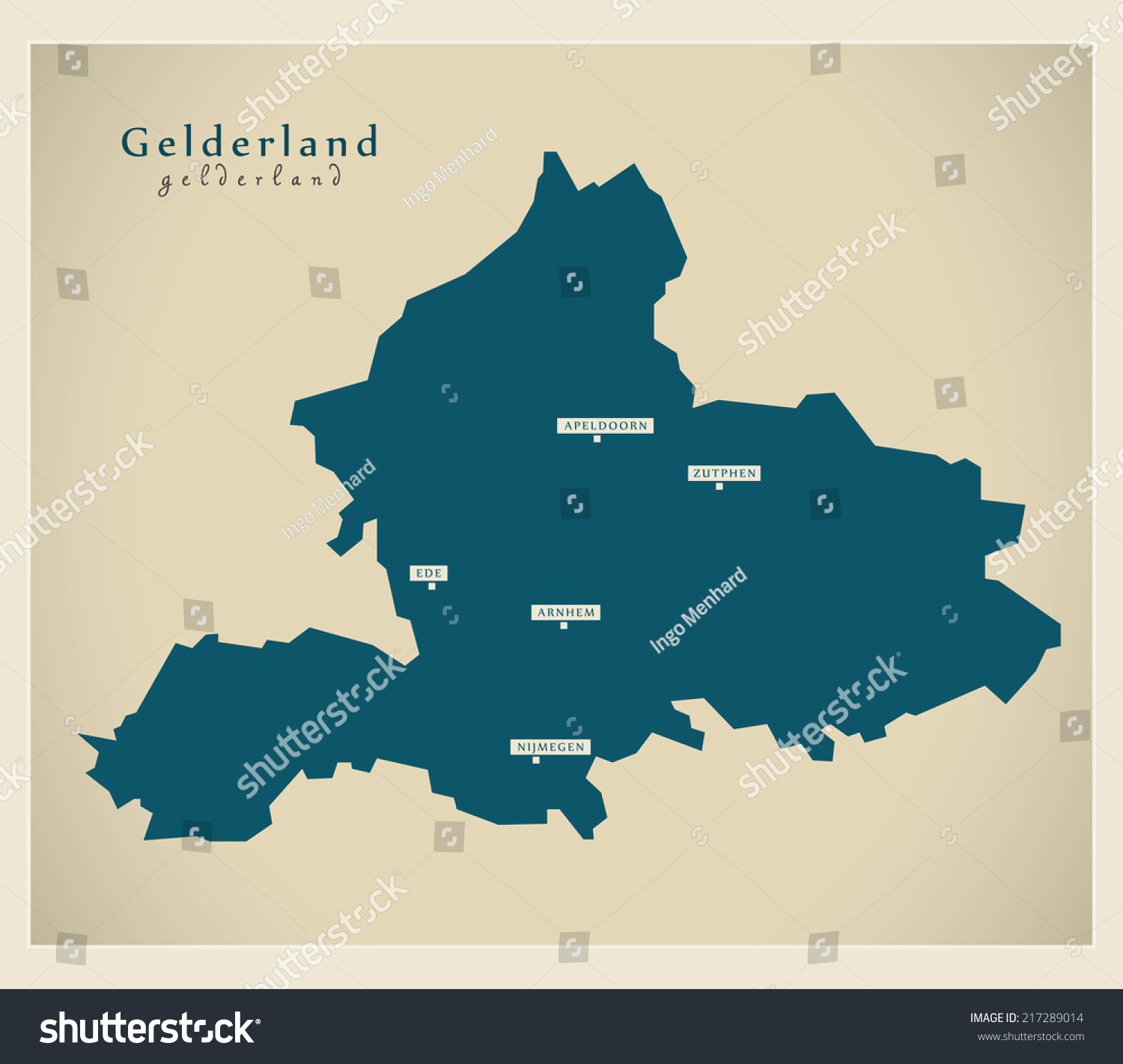 Modern Map - Gelderland Nl Stock Vector Illustration 217289014 ...