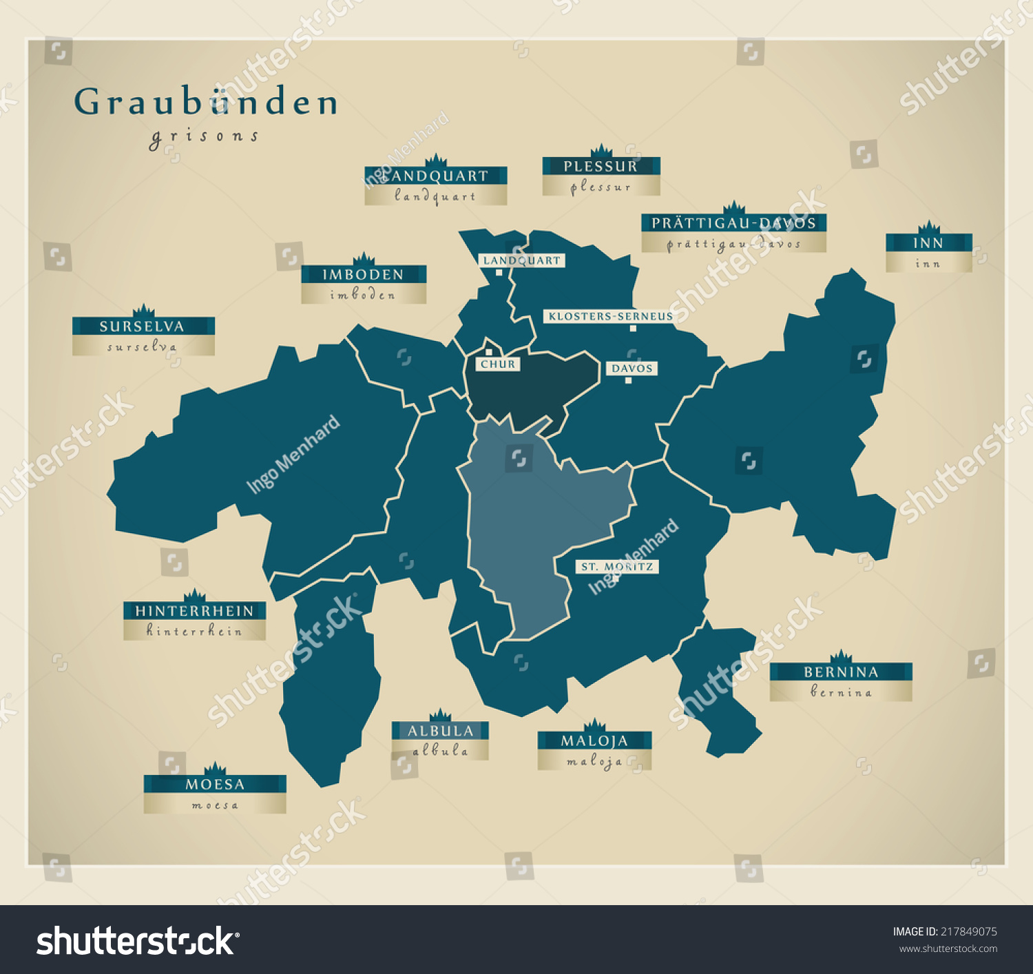 SVG of Modern map - Graubunden CH svg