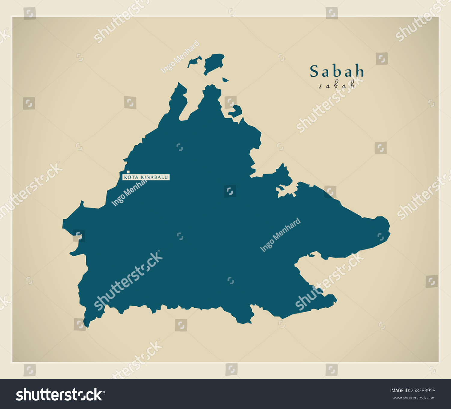 Modern Map Sabah My Stock Vector 258283958 - Shutterstock