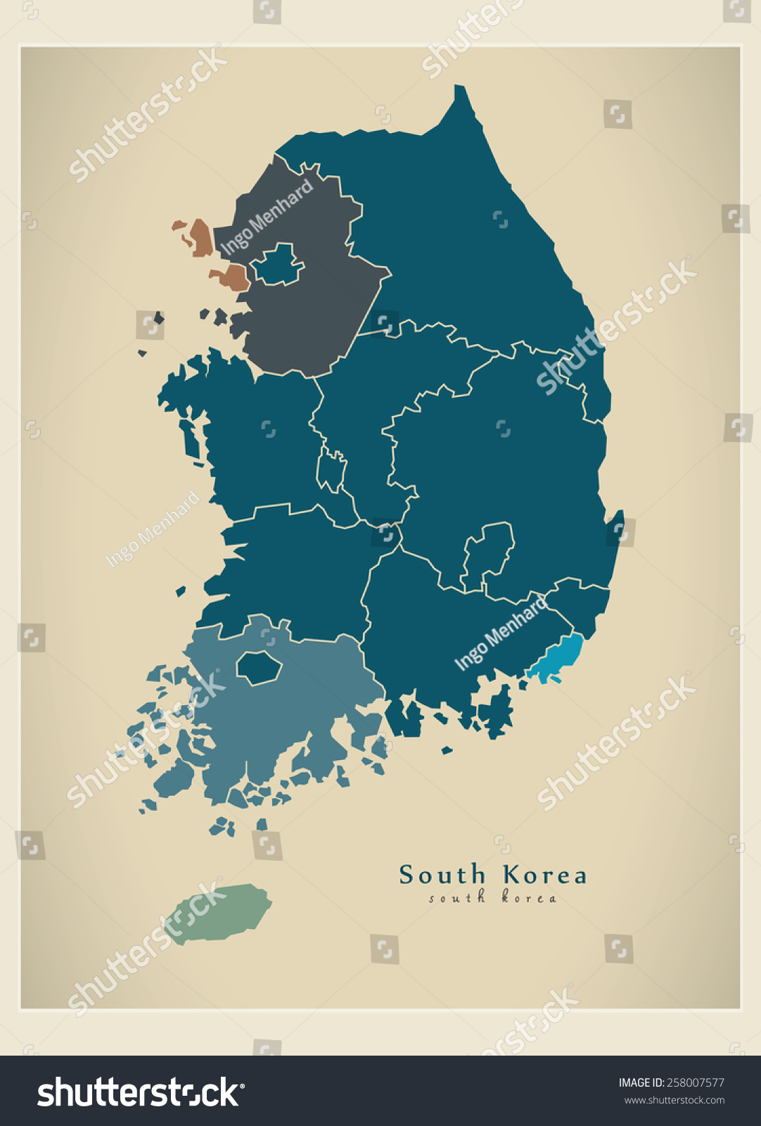 Modern Map - South Korea With Regions Kr Stock Vector Illustration ...