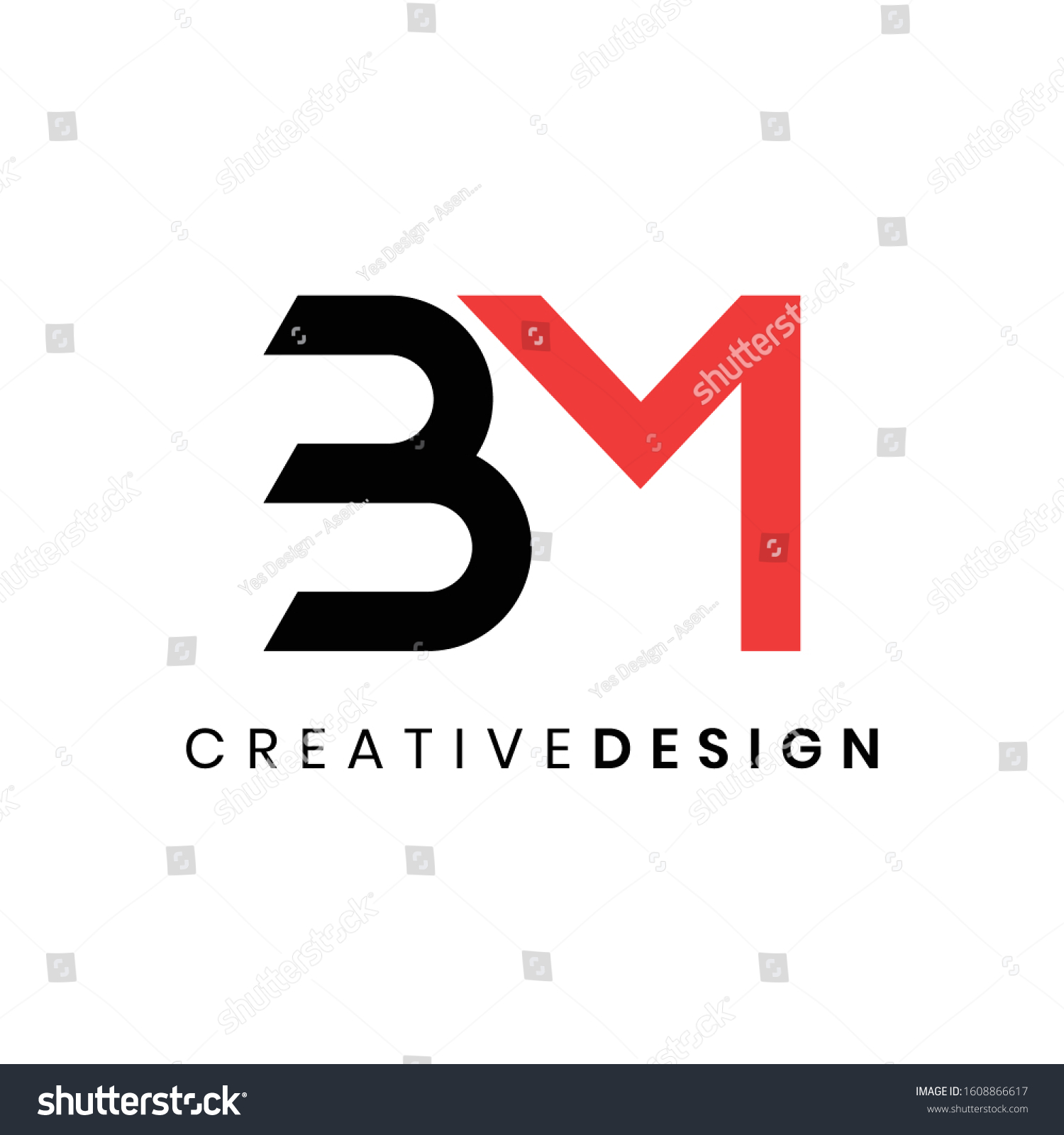 Modern Minimal Initial Bm Logo Design Stock Vector (Royalty Free ...