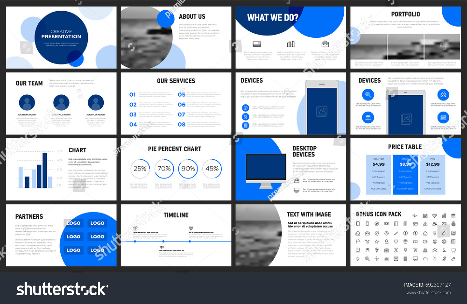 modern minimalist blue circles presentation template stock vector modern minimalist blue circles presentation template stock vector, Presentation templates