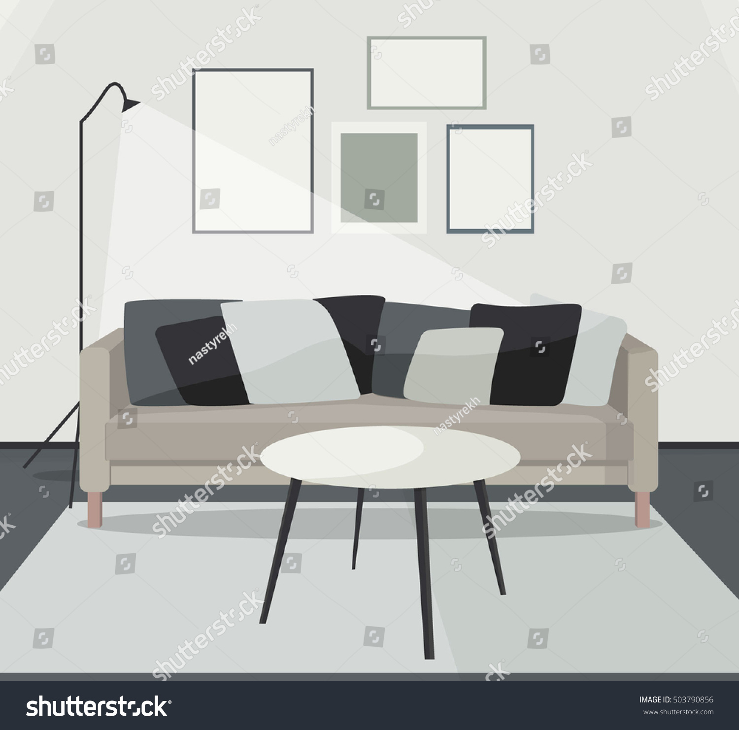 Modern Minimalistic Scandinavian Style Home Interior Stock Vector Modern Minimalistic Scandinavian Style Home Interior Stock Vector