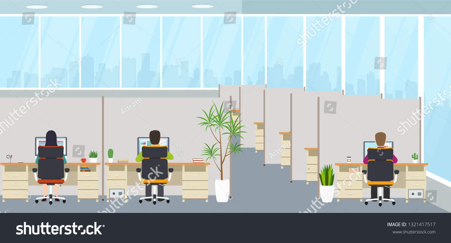 Modern Office Interior Employees Office Space Stock Vector (Royalty ...