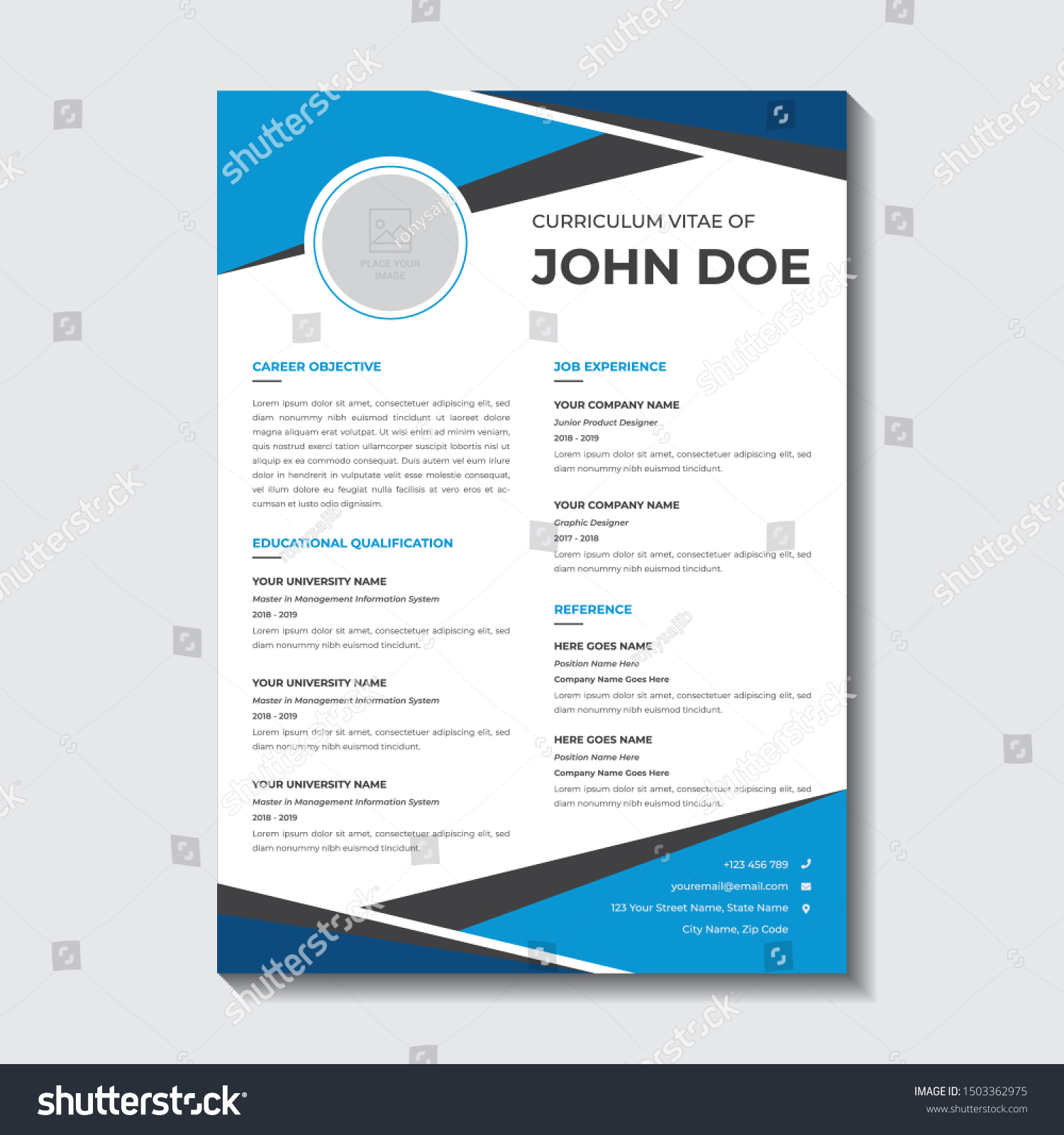 Single Page Resume Template from image.shutterstock.com