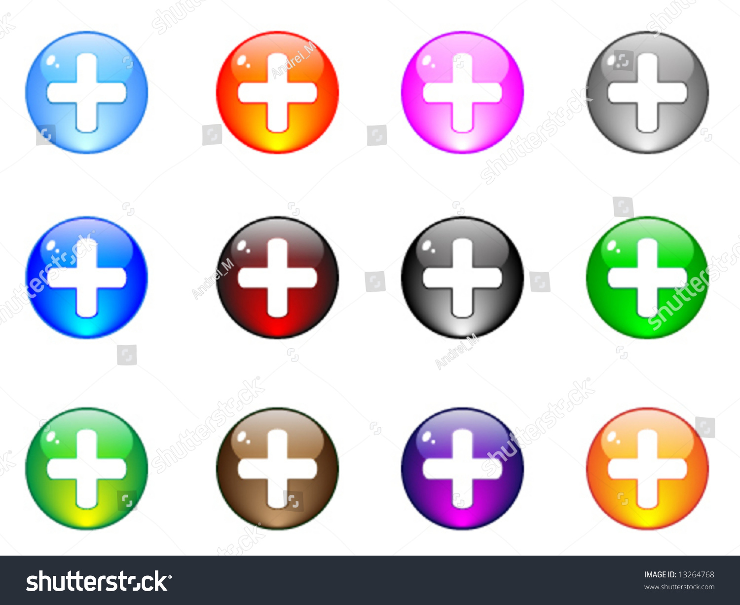 Modern Plus Buttons Stock Vector Illustration 13264768 : Shutterstock