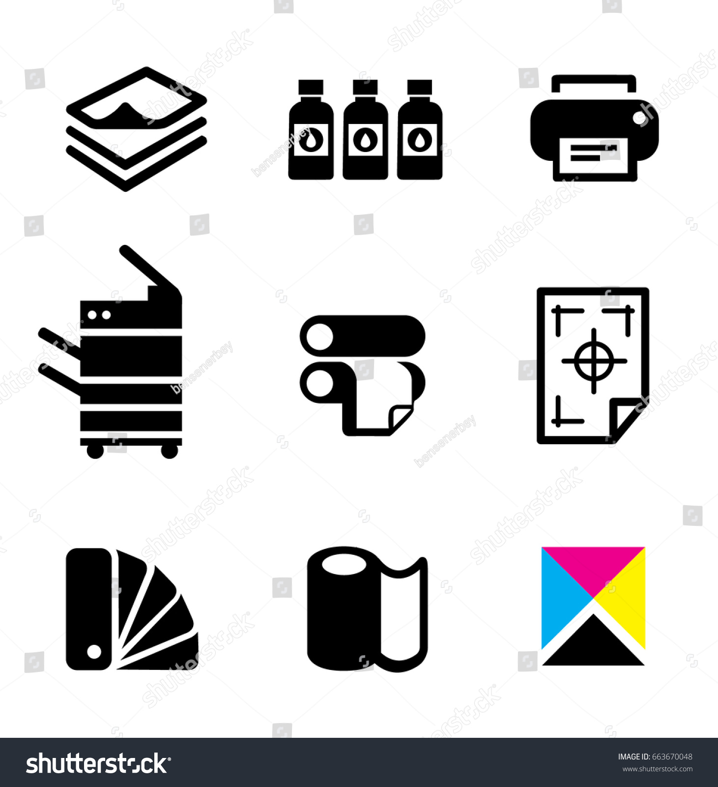 SVG of Modern print shop and digital printing Icon Set  svg