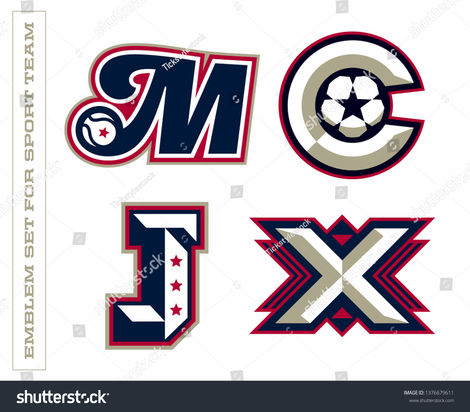 Modern Professional Letter Emblems Sport Teams Stock Vector (Royalty ...