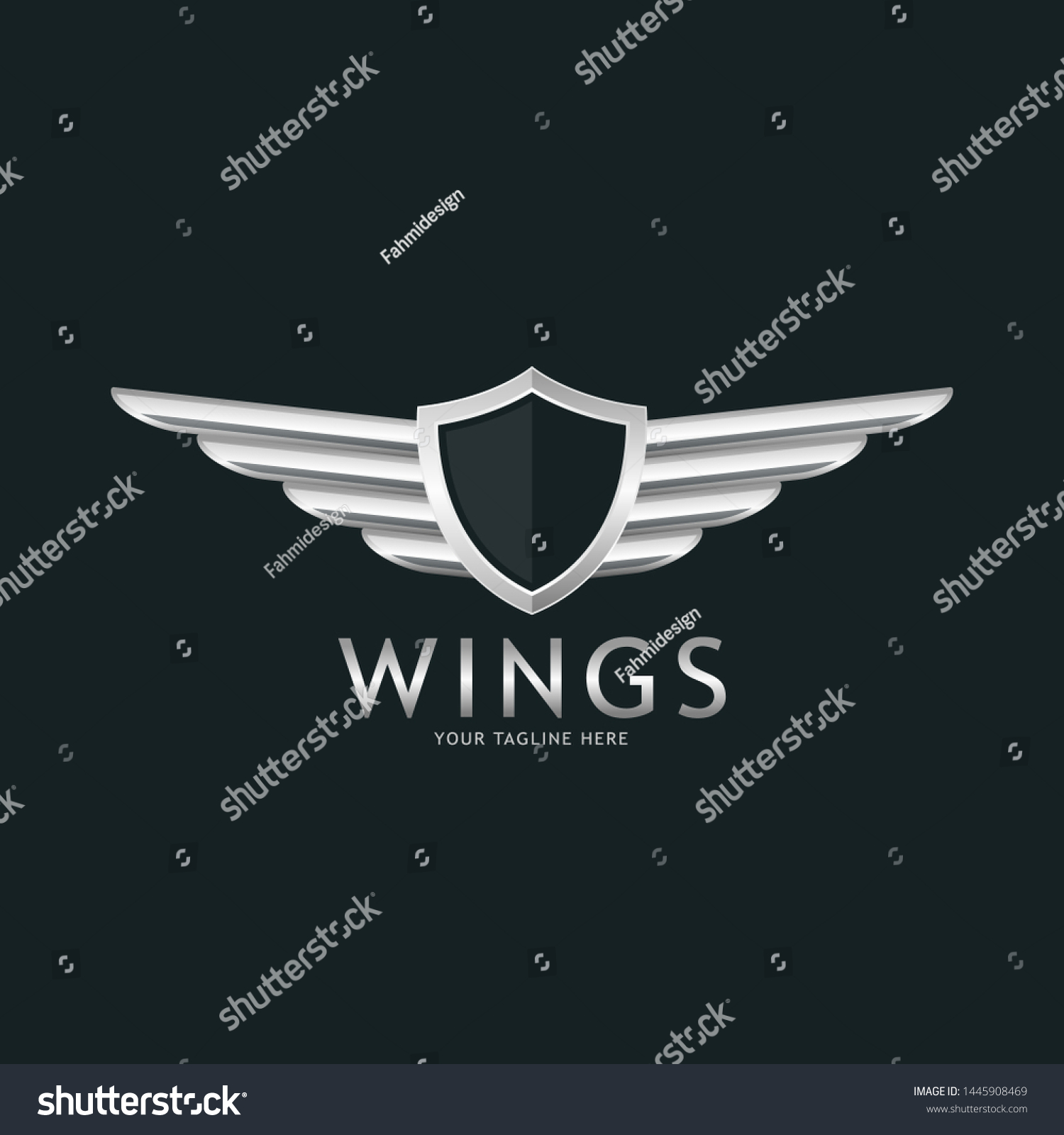 Modern Professional Metal Wings Shield Template Stock Vector Royalty