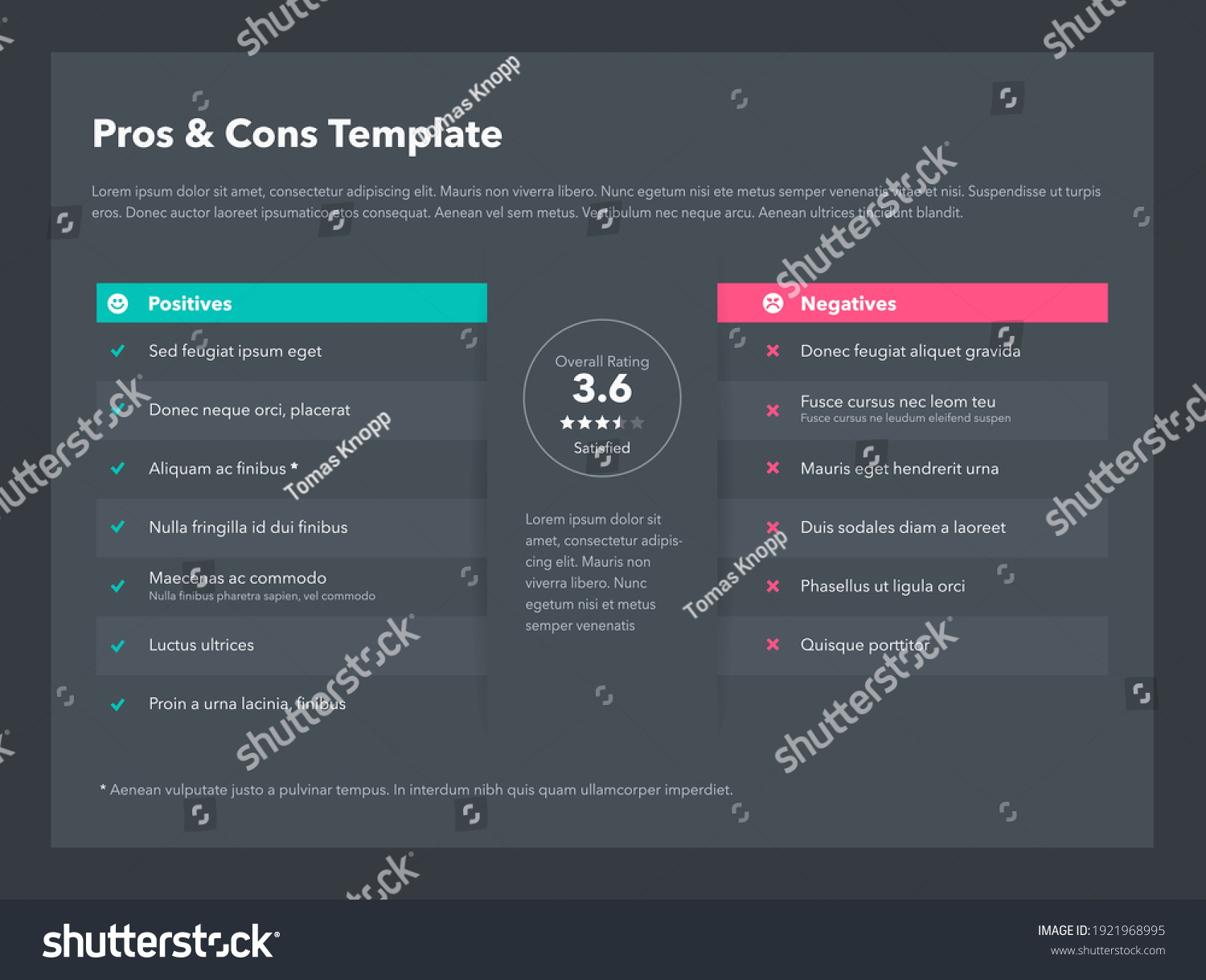 Modern Pros Cons Template Place Your Stock Vector (Royalty Free) 1921968995