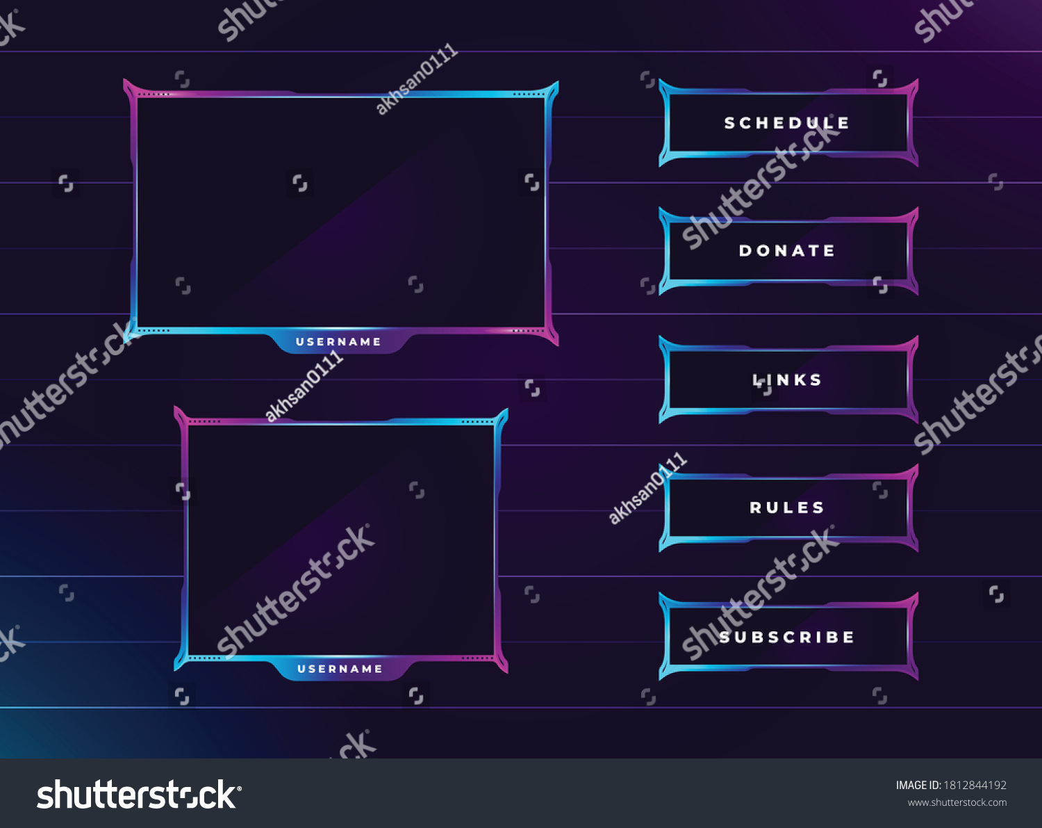 Modern Purple Theme Twitch Panel Overlay Stock Vector (Royalty Free ...