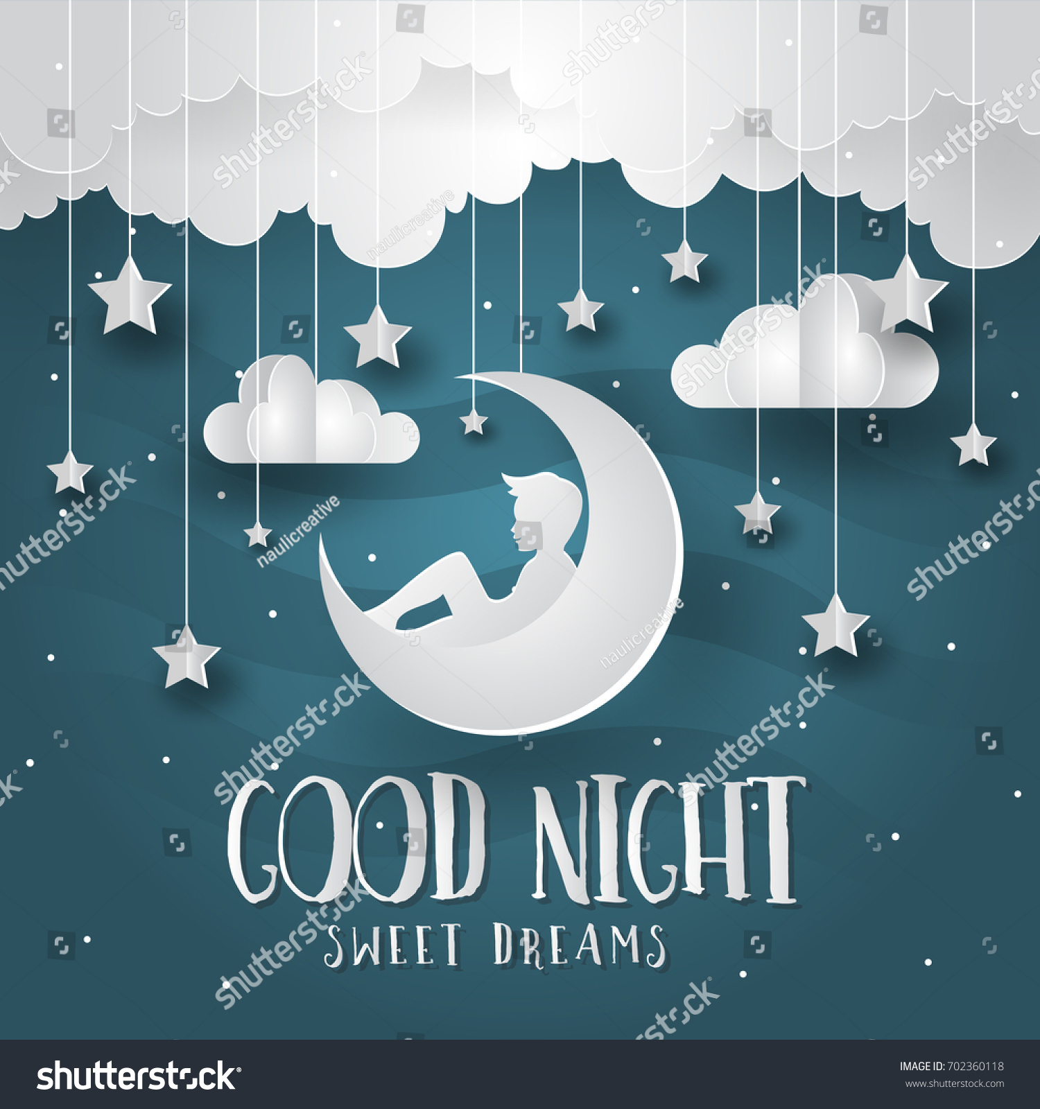 Download Modern Romantic Paper Art Good Night Stock Vector ...