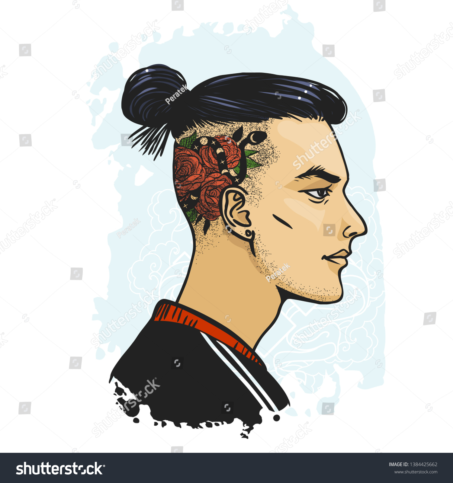 Modern Samurai Handsome Asian Guy Vector Royalty Free Stock Image