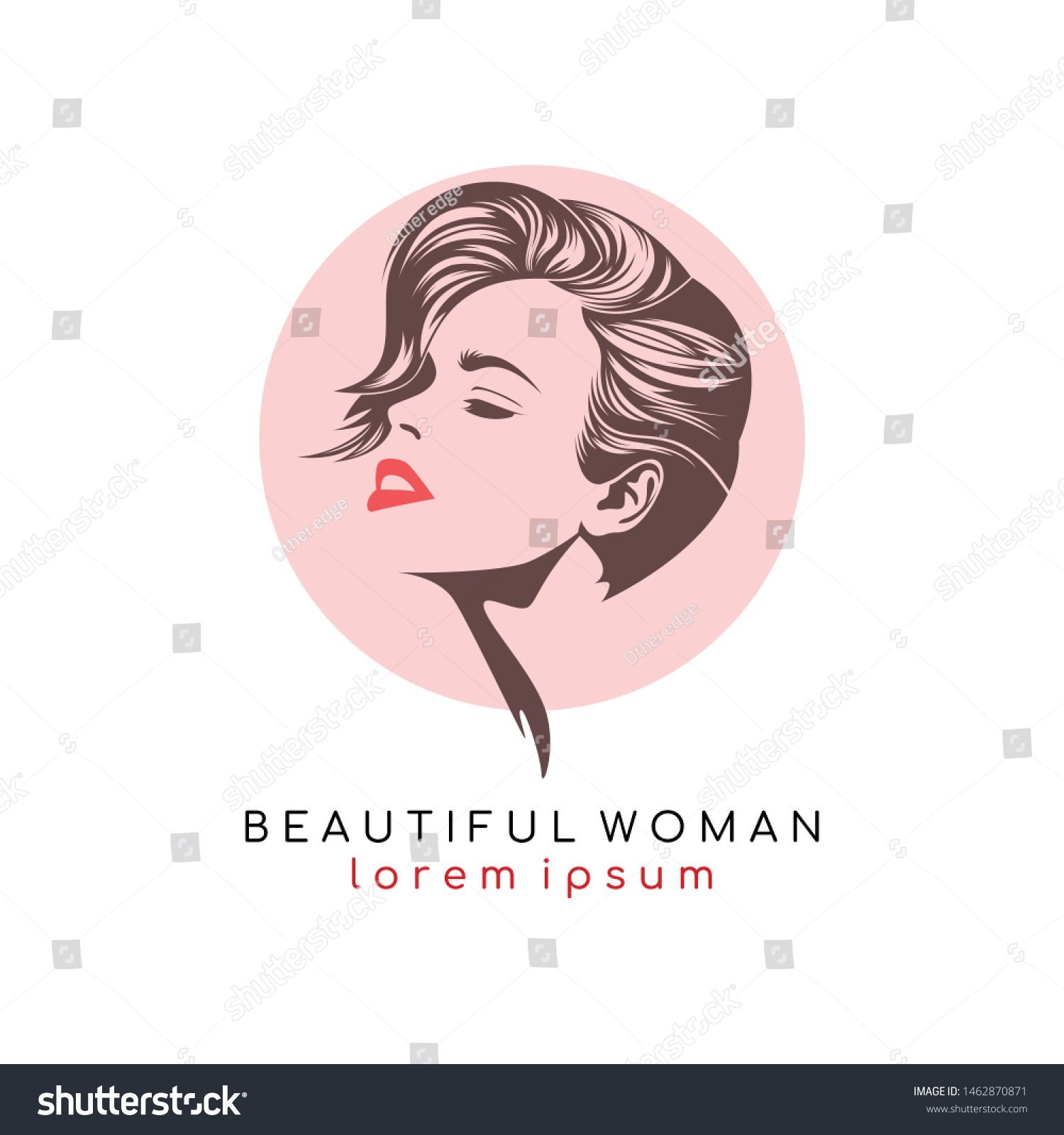 Modern Short Hair Womans Face Logo Stock Vector Royalty Free